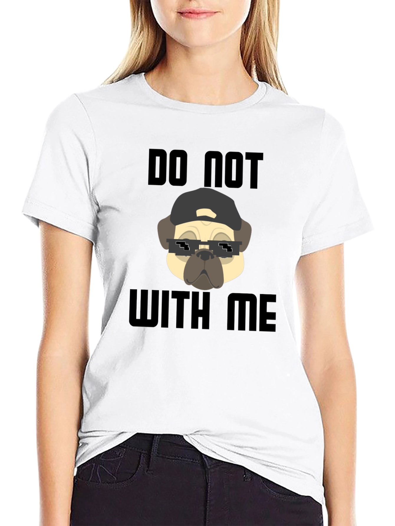Black Funny Pug Do Not With Me Black T-Shirt view 9