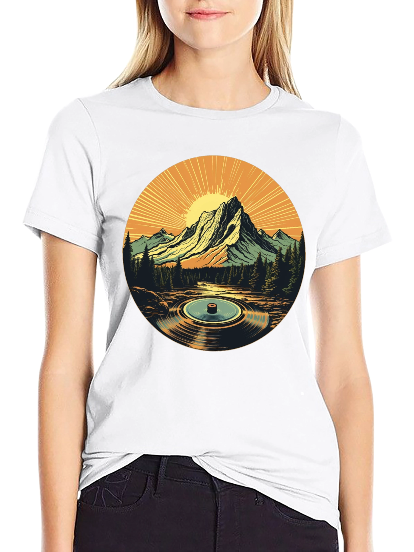 Black Mountain Vinyl Record Graphic T-Shirt view 9