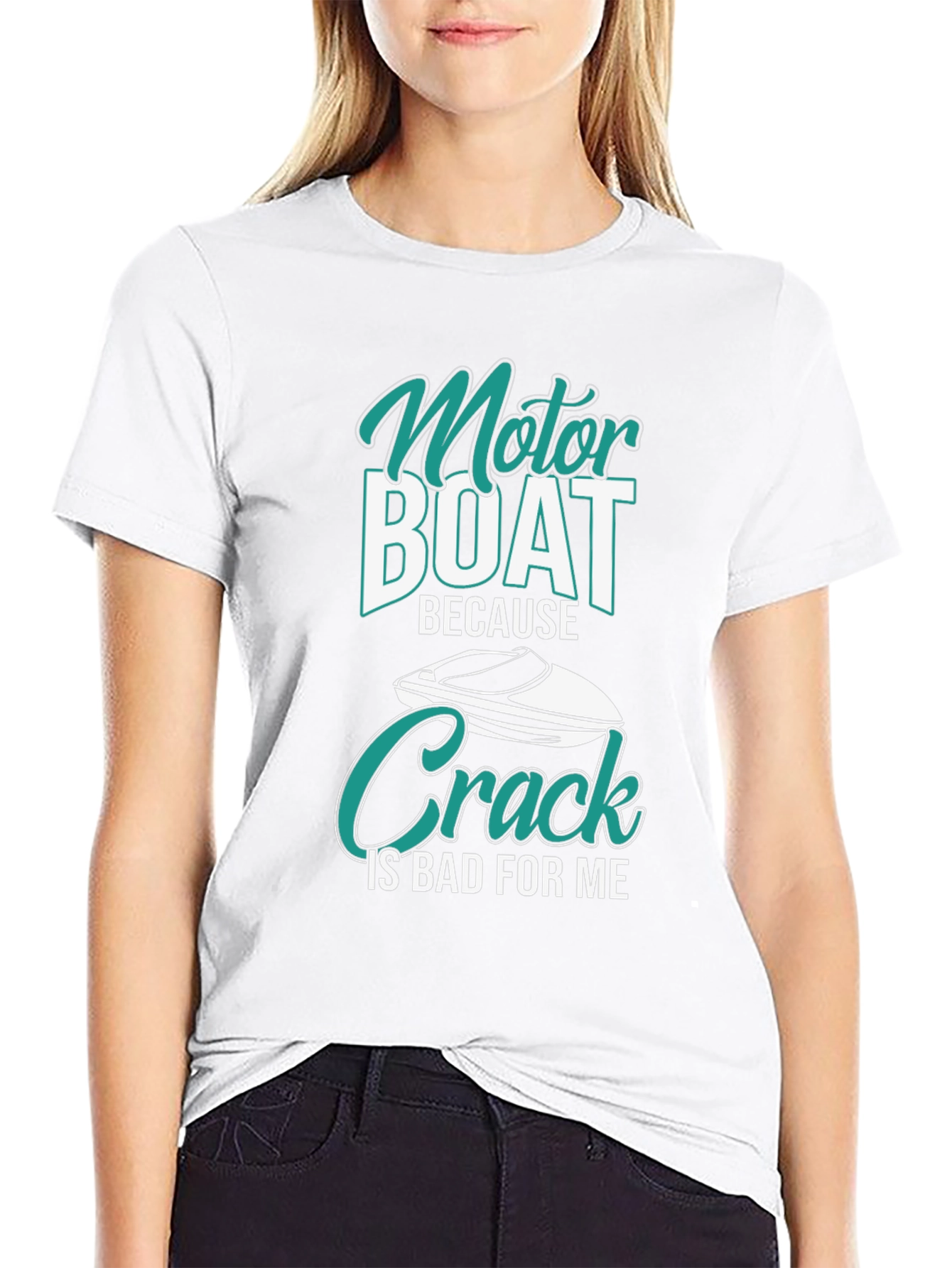 Black Motor Boat Because Crack Is Bad T-Shirt view 9
