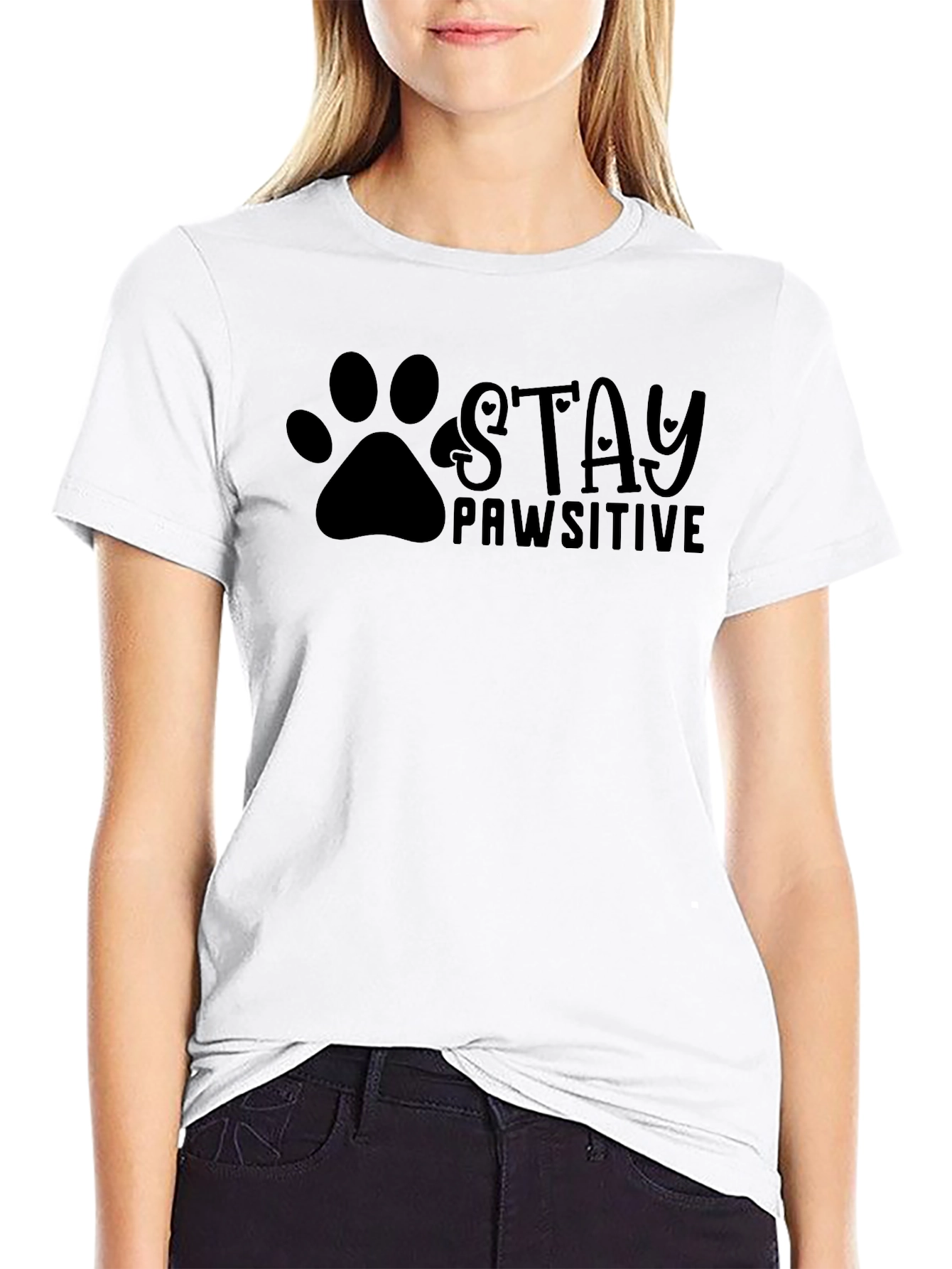 Black Stay Pawsitive Black T-Shirt view 9