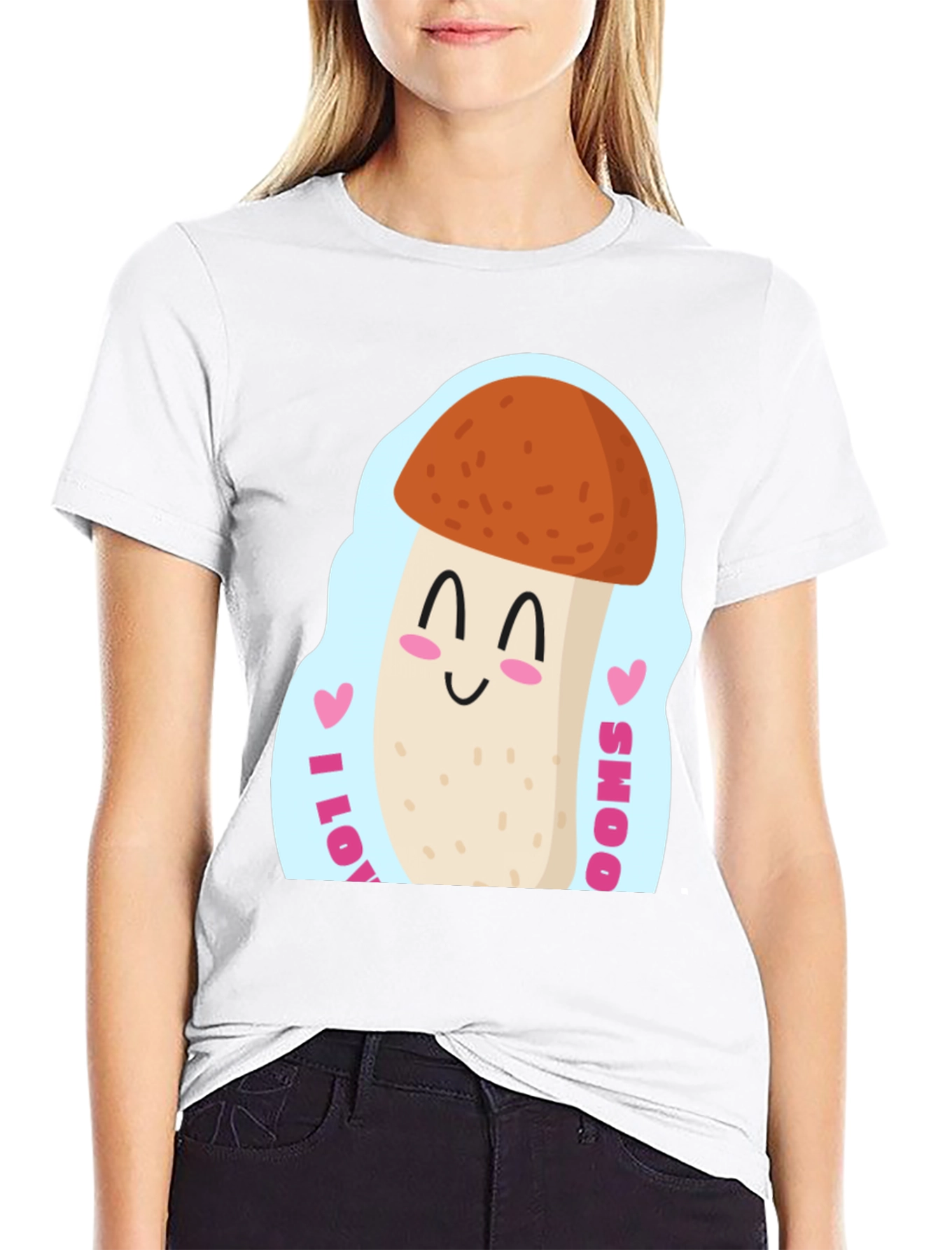 Black I Love Mushrooms T-Shirt - Cute Fungi Tee view 9