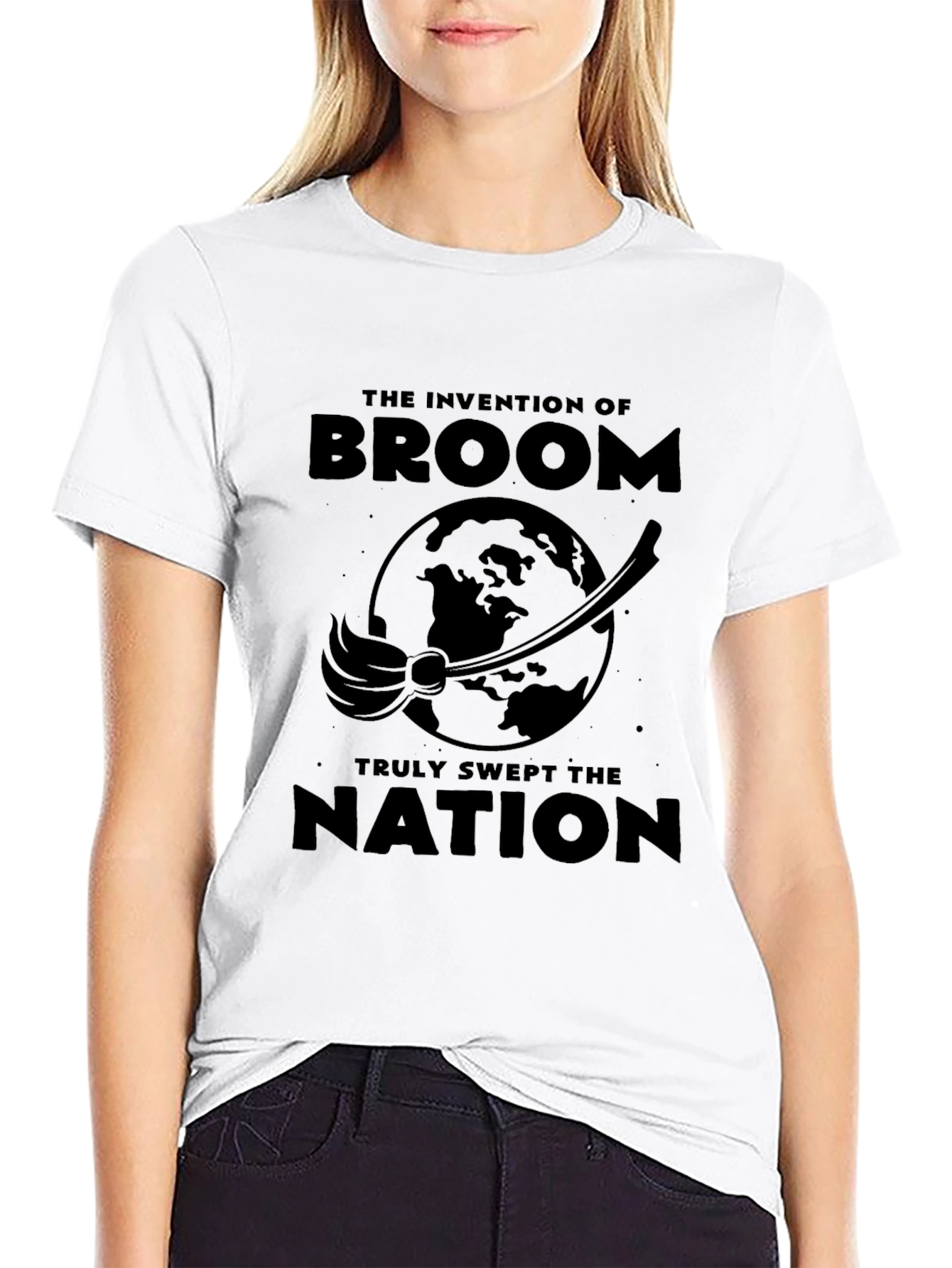 Black Invention of Broom Funny T-Shirt view 9