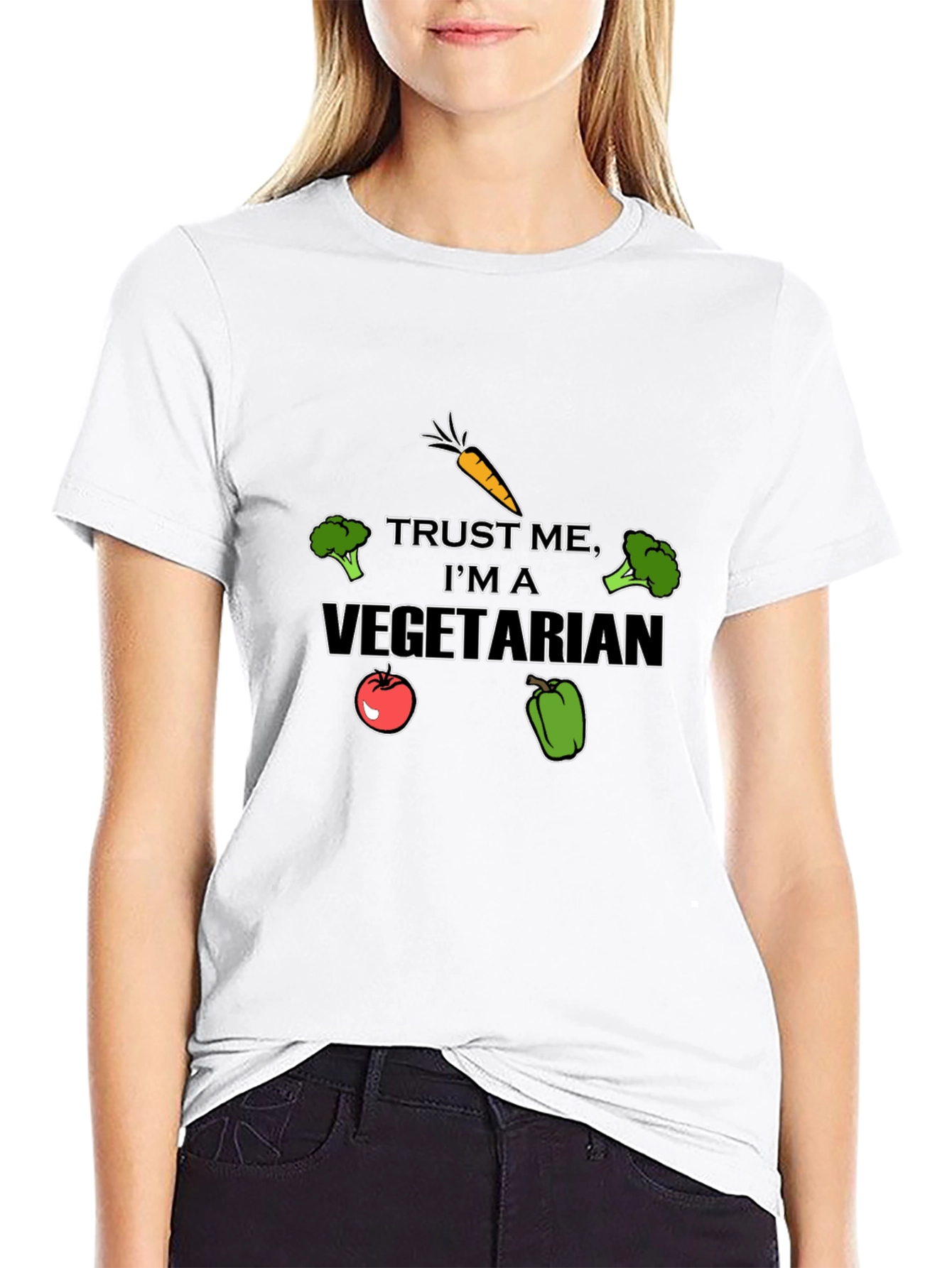 Black Vegetarian Graphic T-Shirt - Funny Vegan Tee view 9