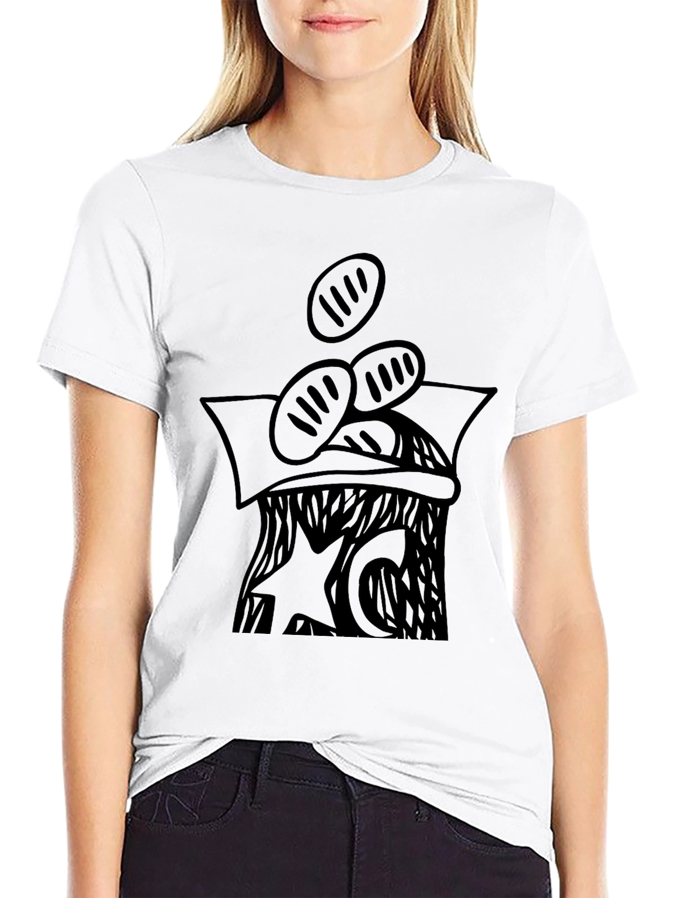 Black Graphic Print Black T-Shirt view 9