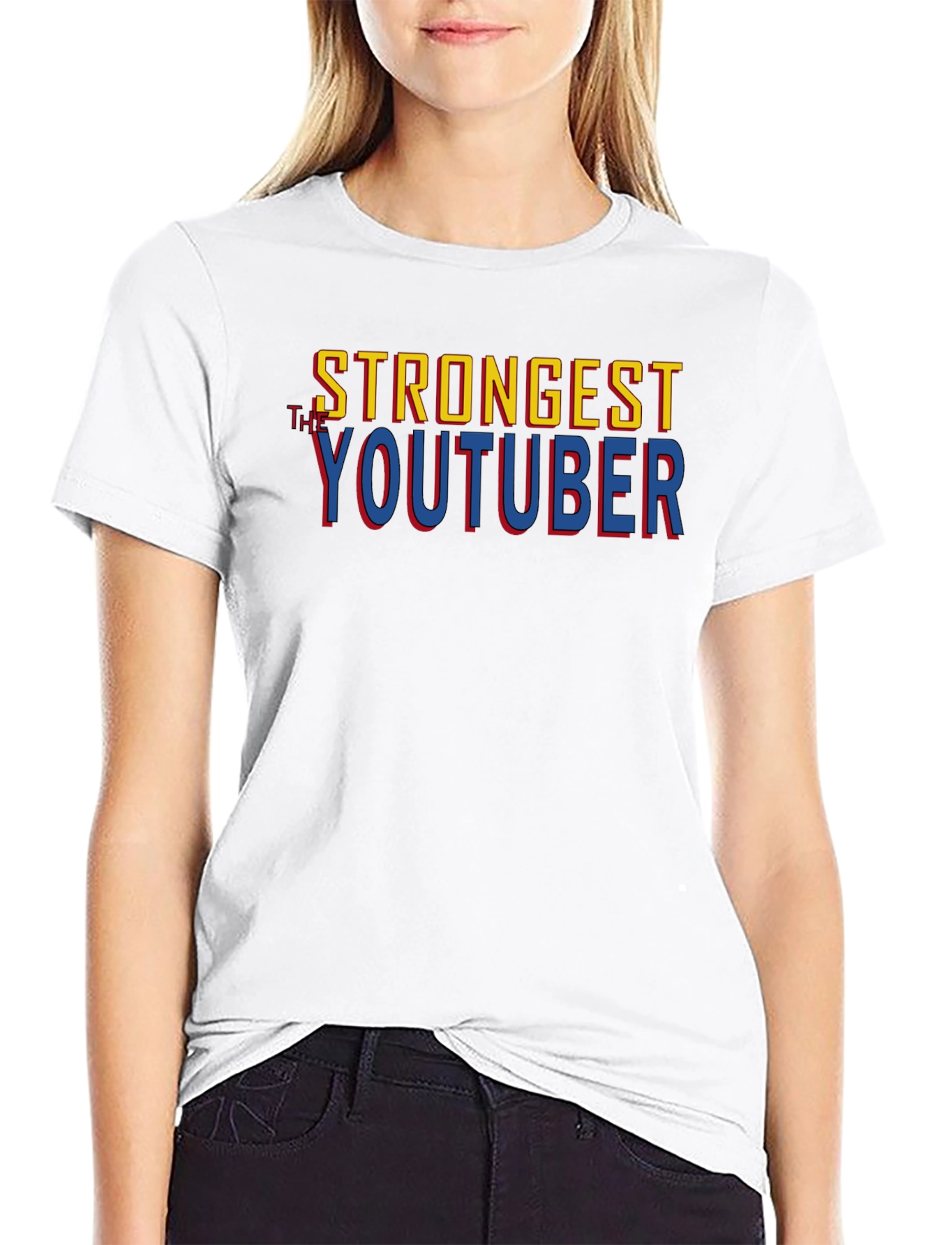 Black Strongest Youtuber T-Shirt - Black Cotton Graphic Tee view 9