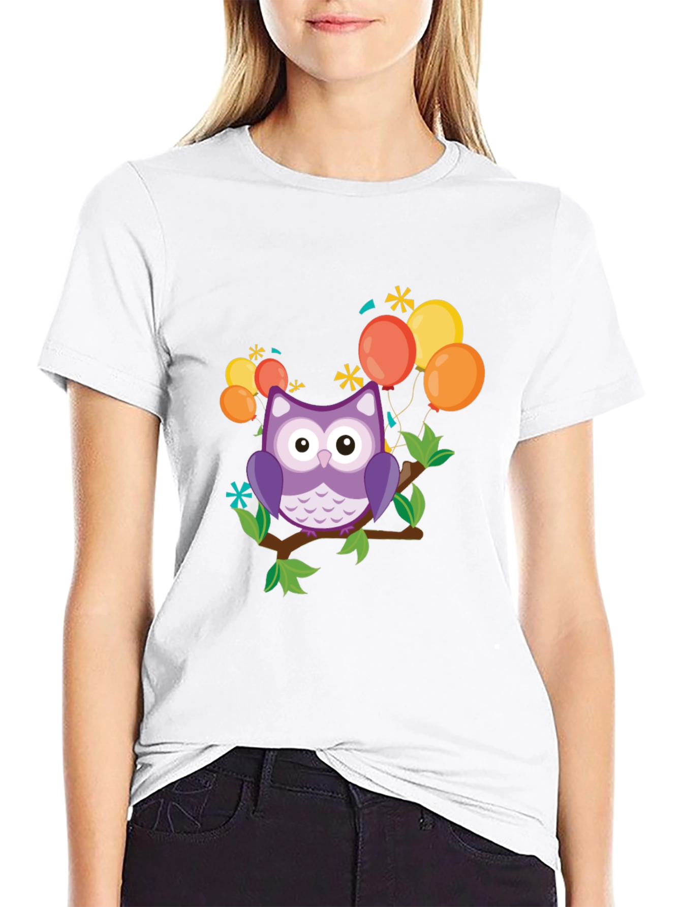 Cute Owl on Branch Graphic Tee - 9