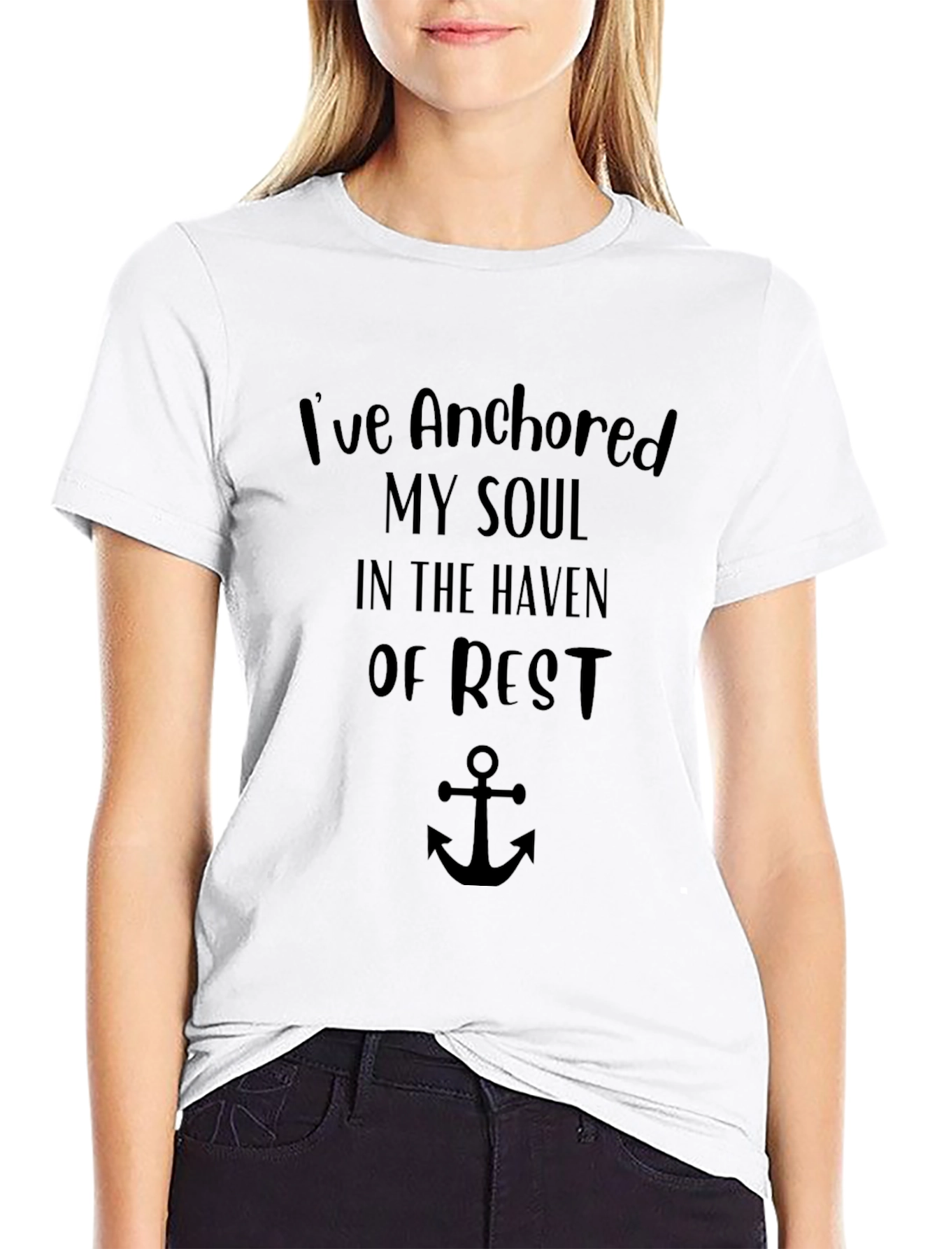 Black Anchored Soul Haven Rest T-Shirt view 9