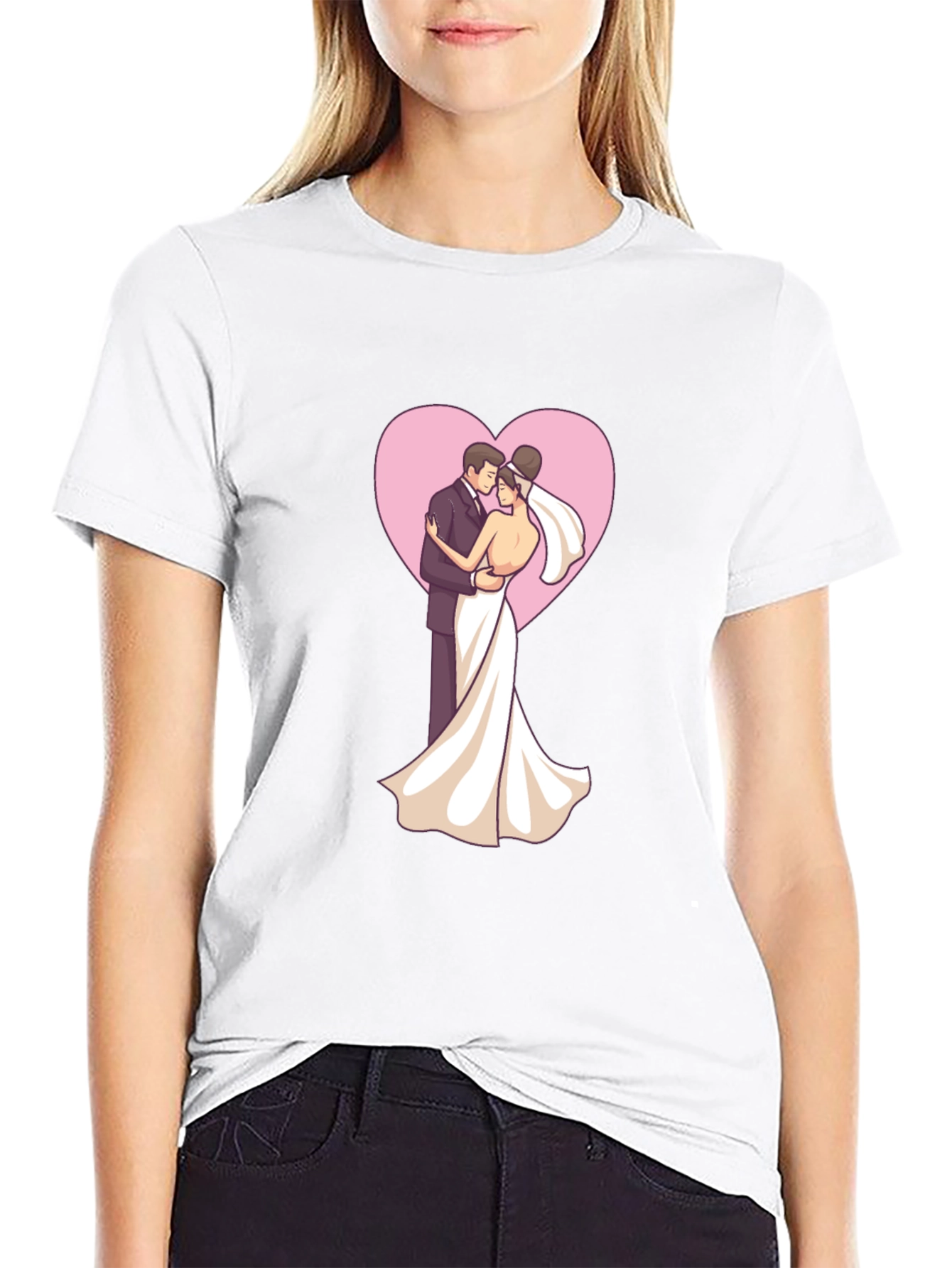 Black Bride & Groom Heart Tee - Black view 9