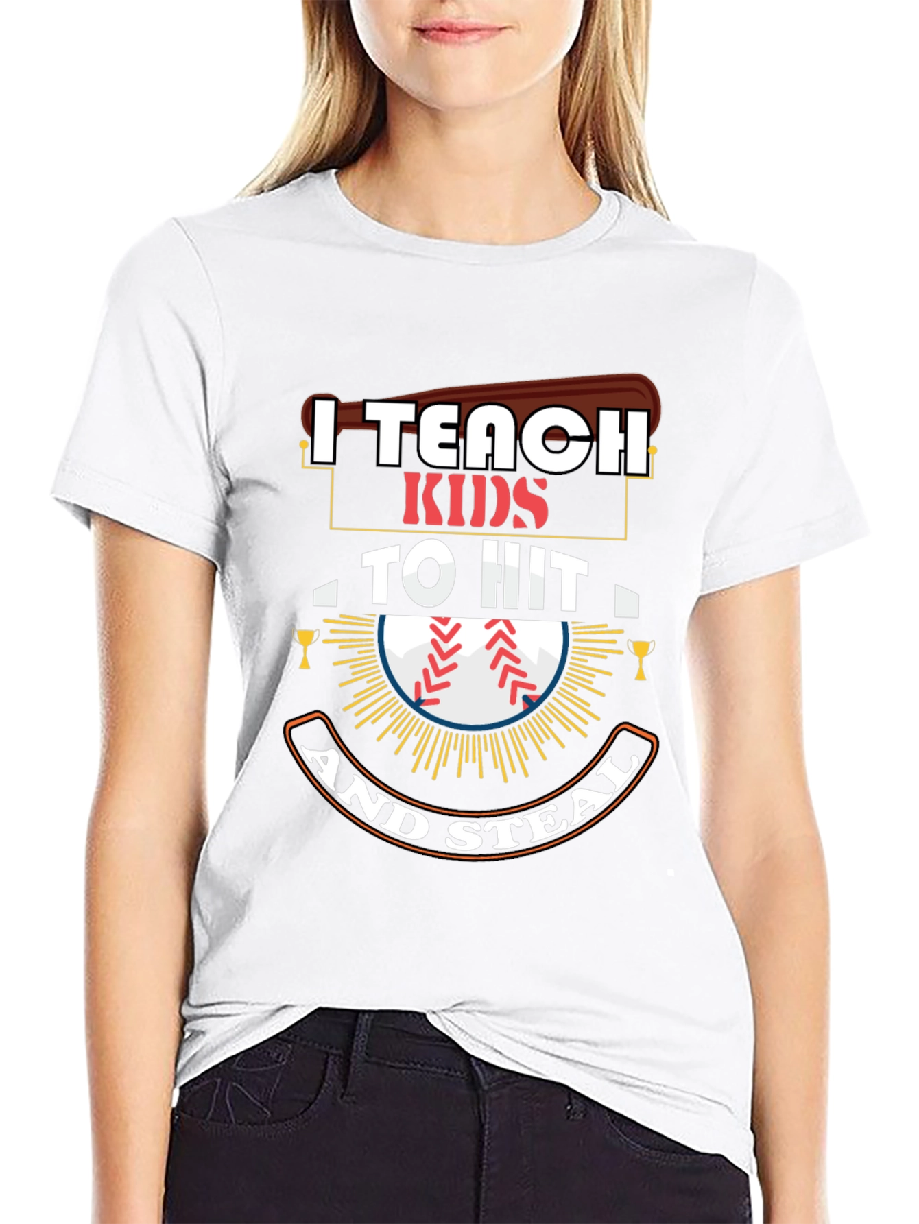 Black I Teach Kids To Hit And Steal T-Shirt view 9
