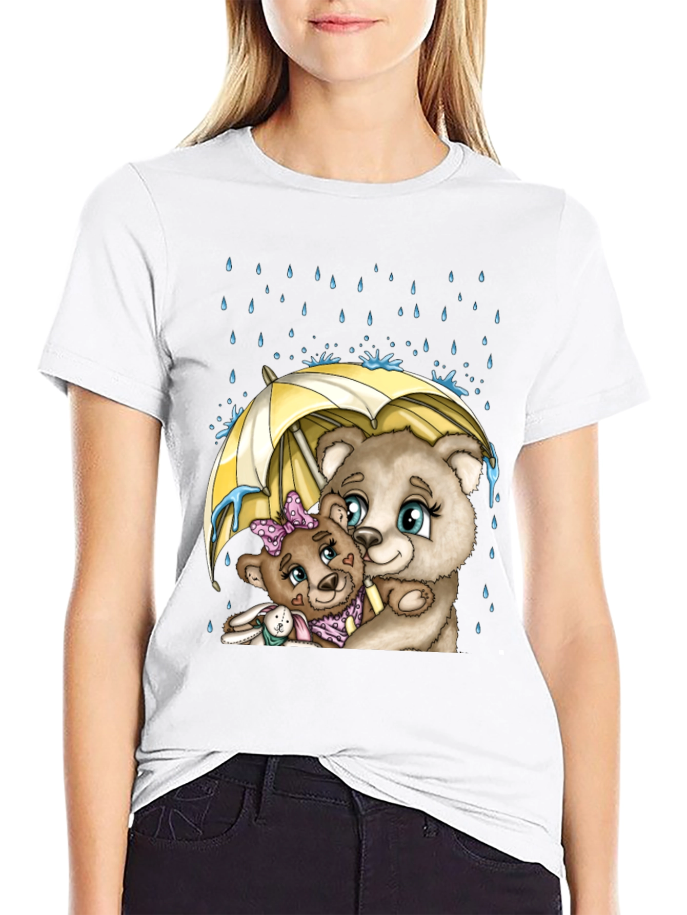 Black Bear Family Under Umbrella T-Shirt view 9
