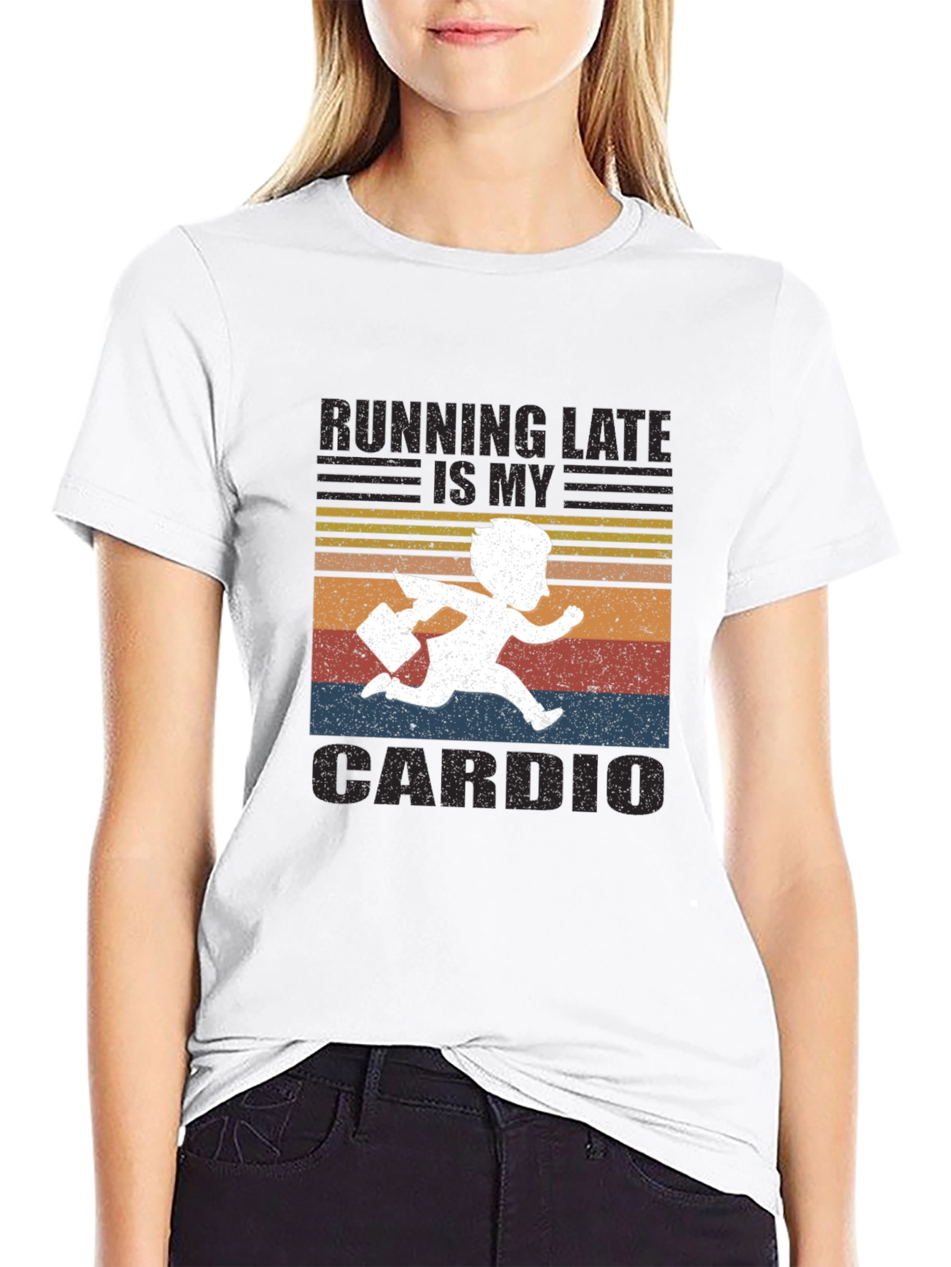 Black Running Late is My Cardio Graphic Tee view 9