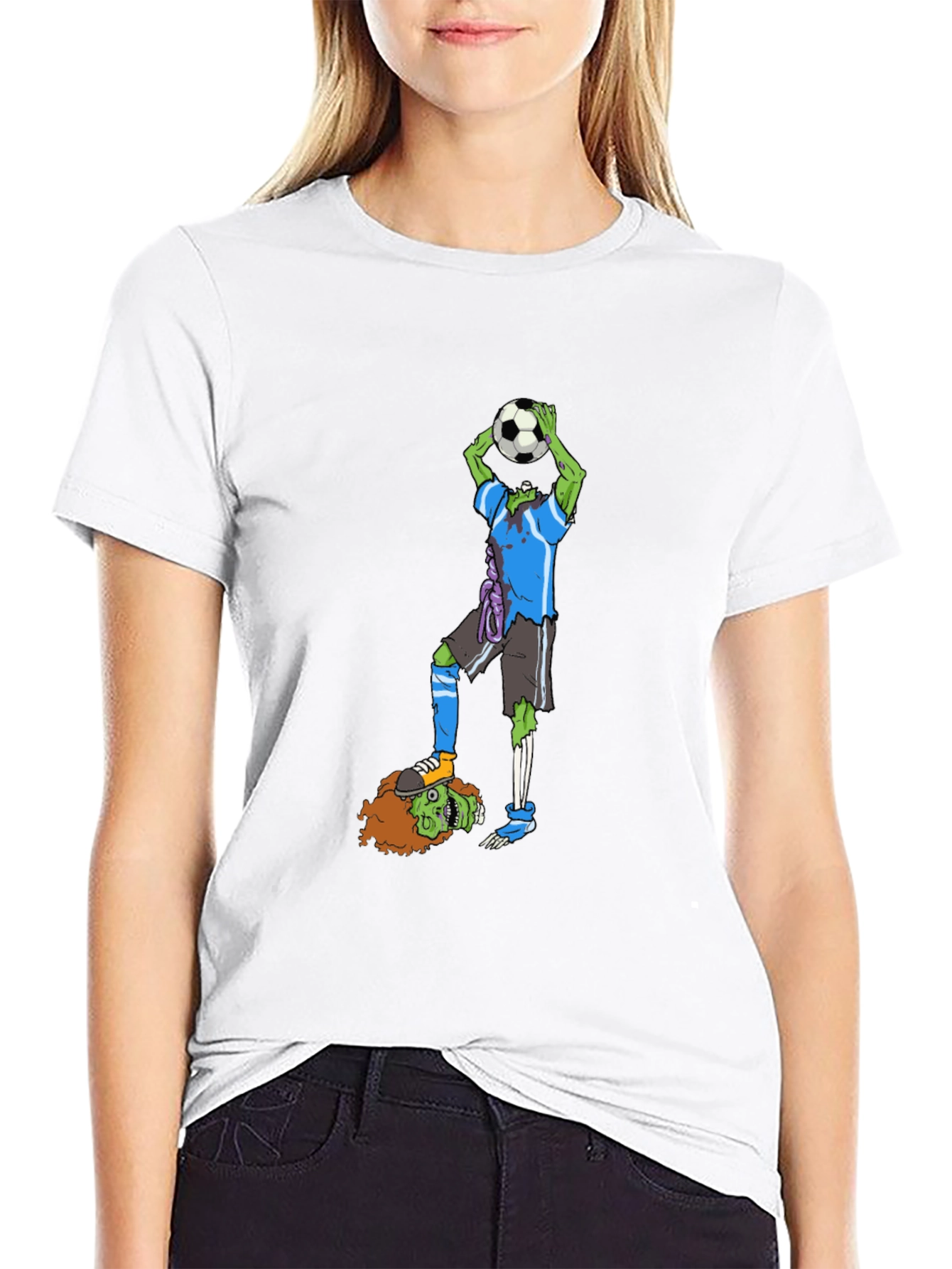Black Zombie Soccer T-Shirt - Funny Graphic Tee view 9