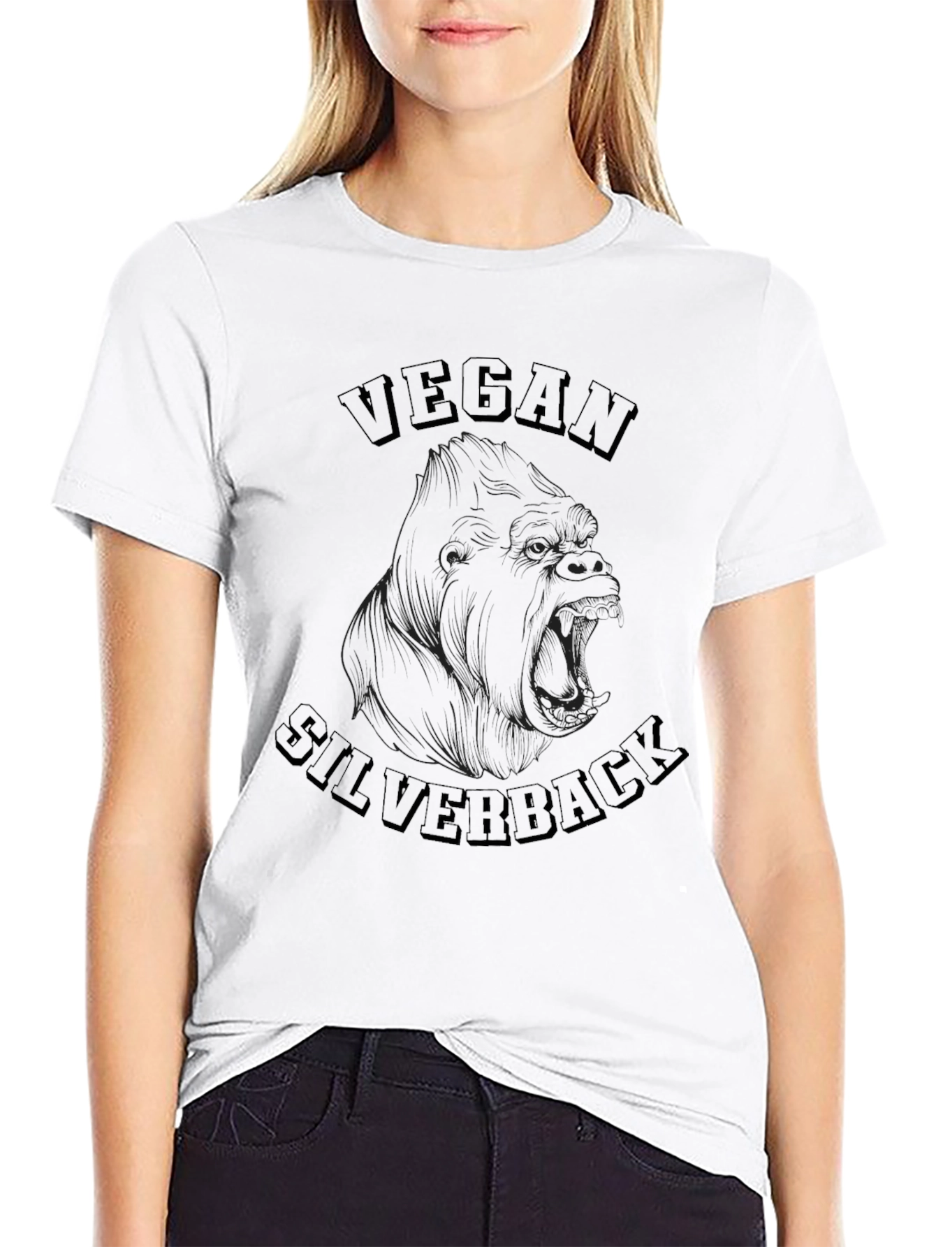 Black Vegan Silverback Graphic Tee - Black view 9