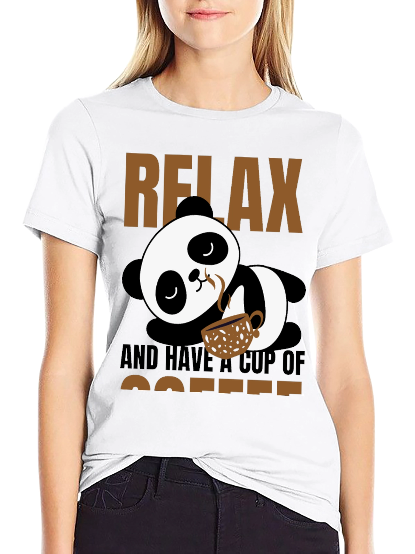 Black Relax Panda Coffee T-Shirt view 9