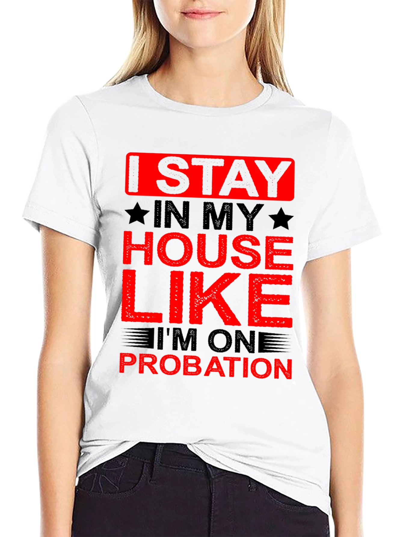 Black Stay Home Probation Graphic T-Shirt view 9