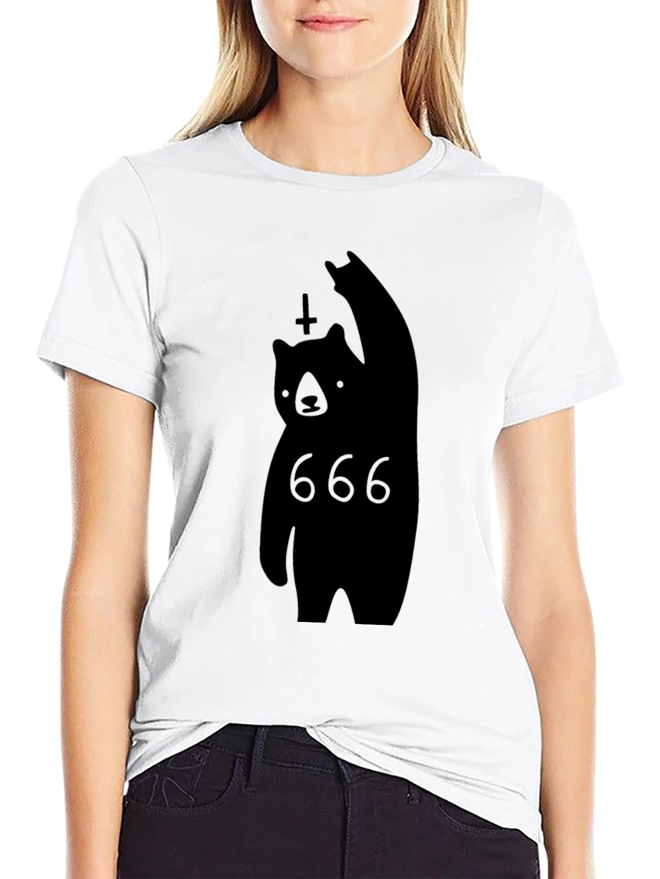 Black Black Bear 666 Graphic Tee - Rock & Roll Style view 9