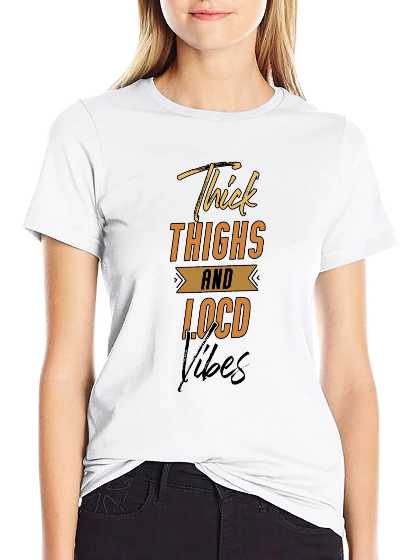 Black Thick Thighs Locd Vibes Graphic Tee view 9