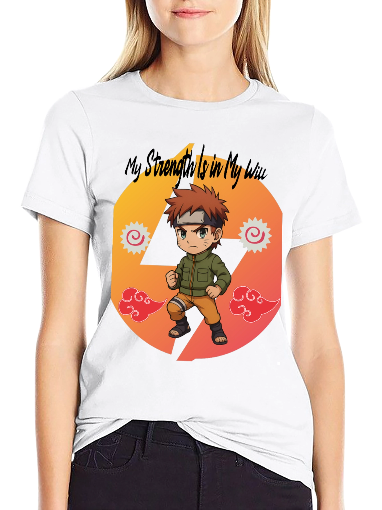 Black Anime Style Graphic Tee - My Strength Is My Way view 9