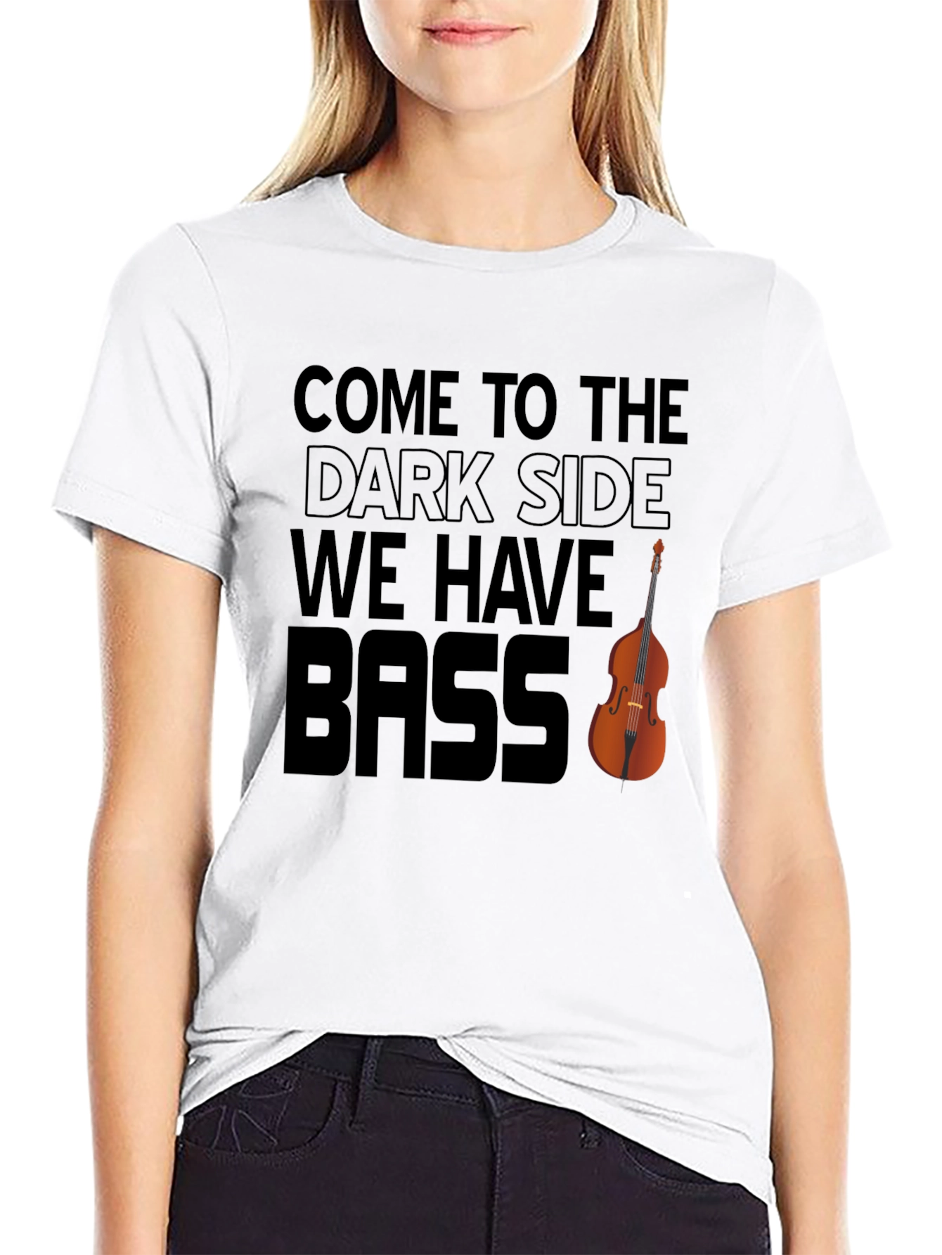Black Come to the Dark Side - We Have Bass Funny Music T-Shirt view 9