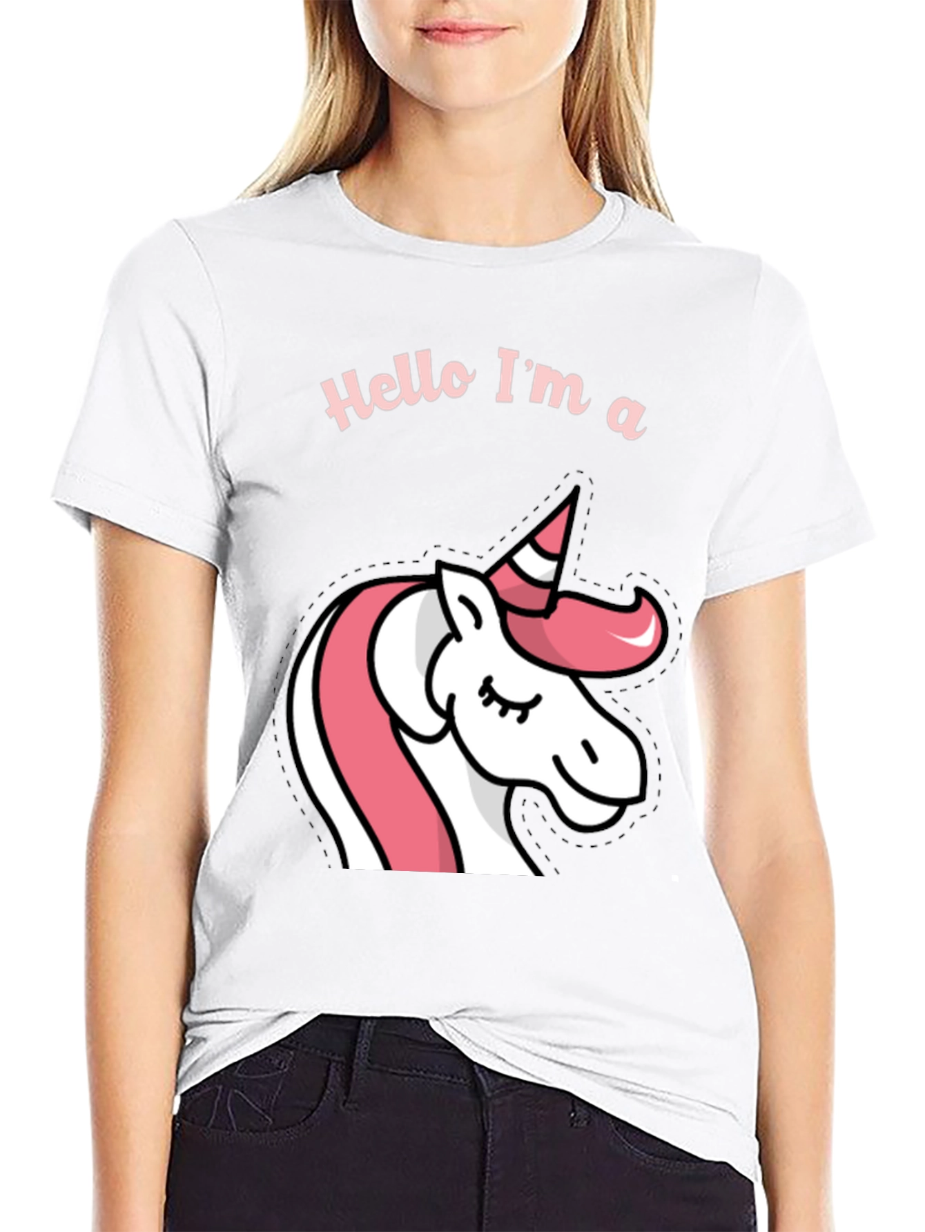 Black Hello I'm a Unicorn Black T-Shirt view 9