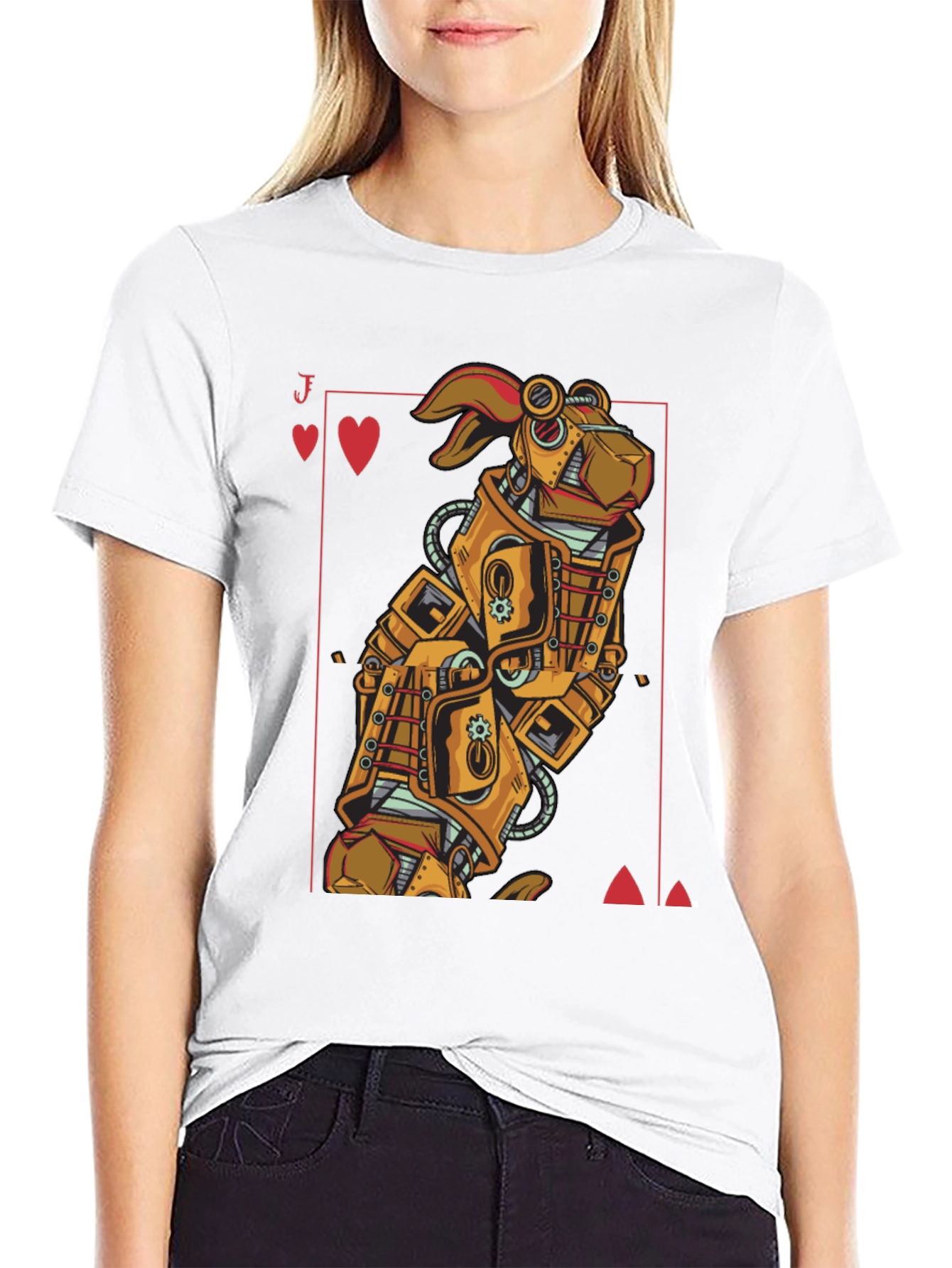 Black Steampunk Robot Rabbit T-Shirt - Jack of Hearts view 9
