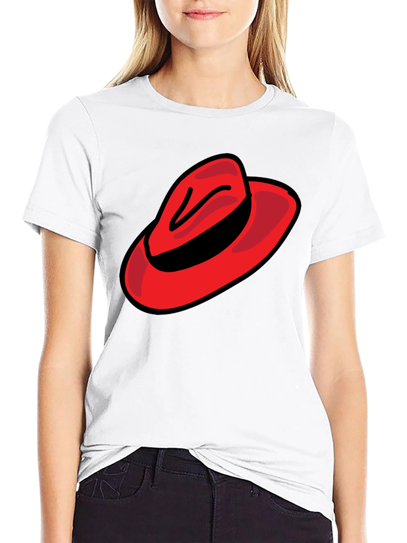 Black Red Hat Graphic Tee - Casual Black T-Shirt view 9