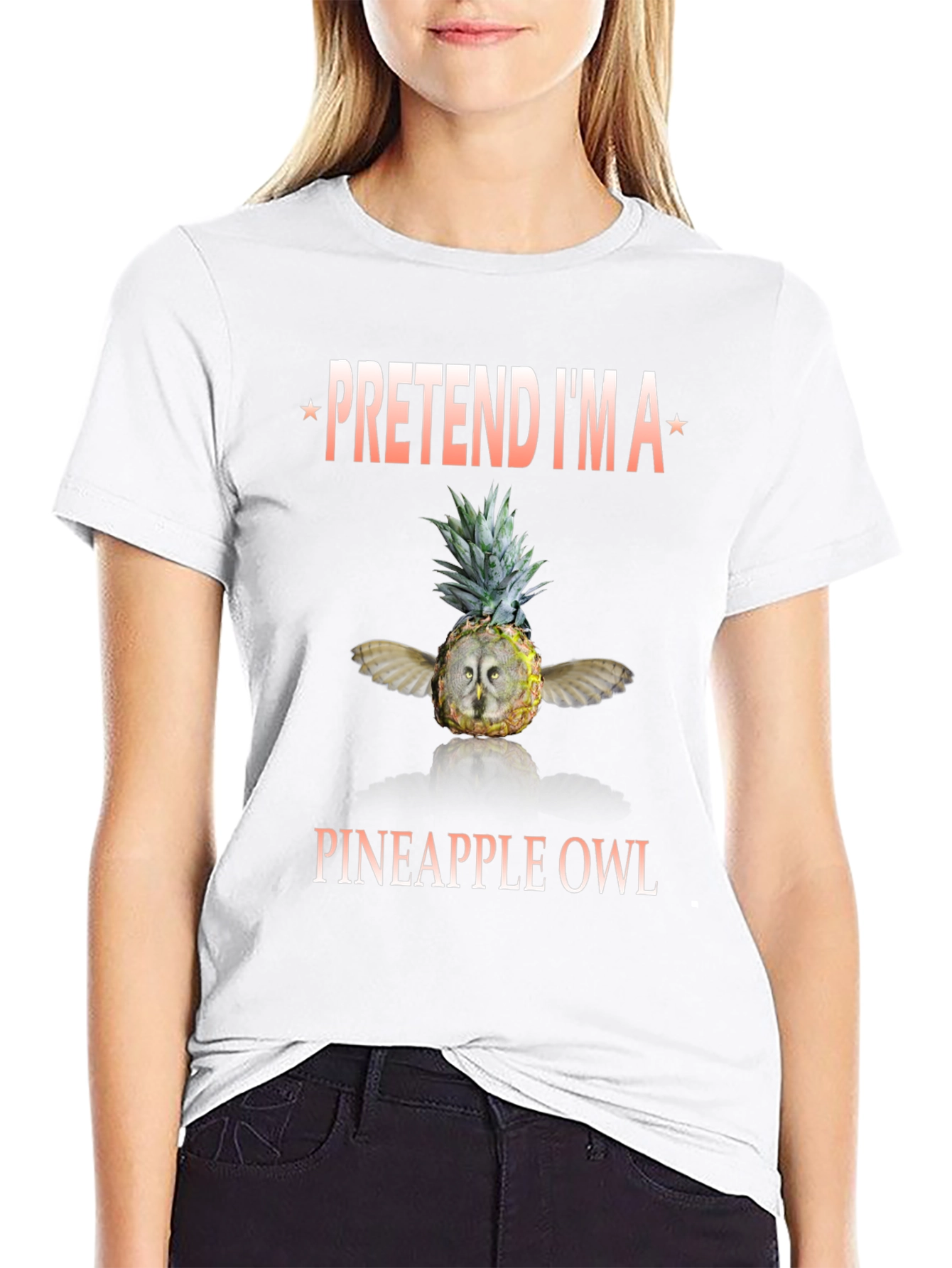 Black Pineapple Owl Graphic T-Shirt - Pretend I'm a Pineapple Owl view 9