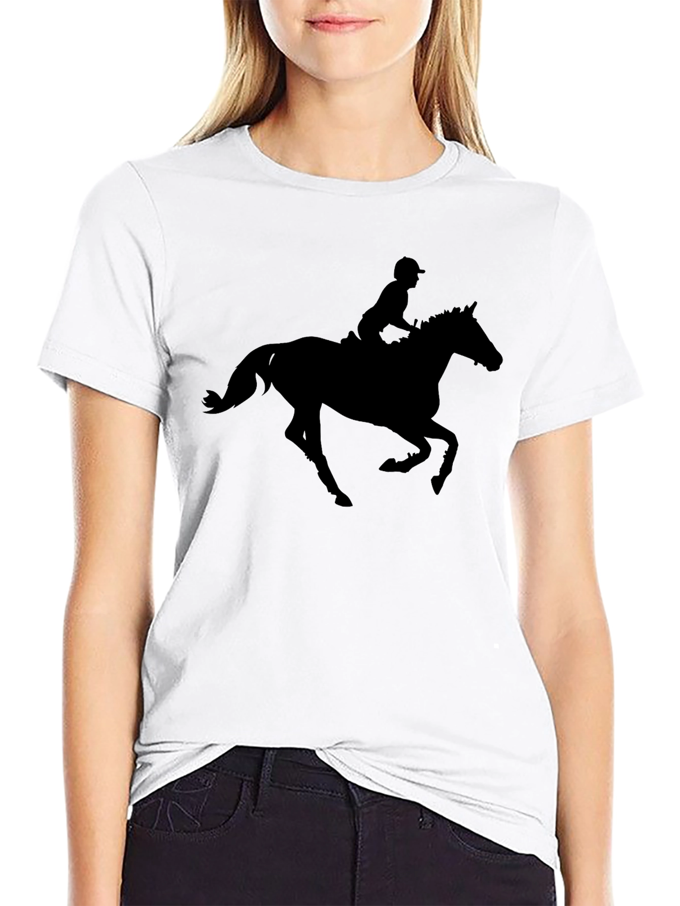 Black Equestrian Silhouette Graphic Tee - Black Cotton Comfort view 9