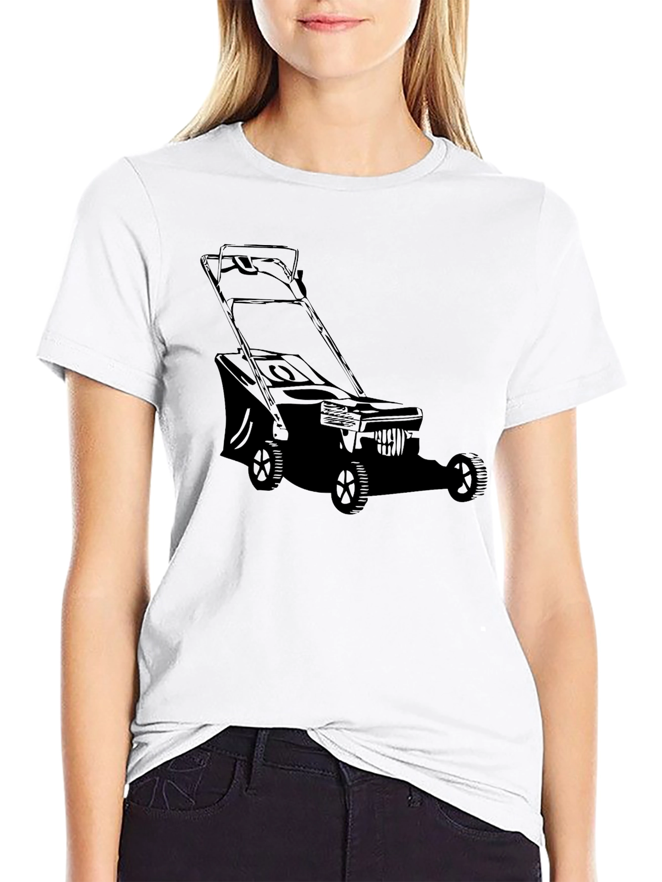 Black Lawnmower Graphic Tee - Black Cotton Blend Shirt view 9