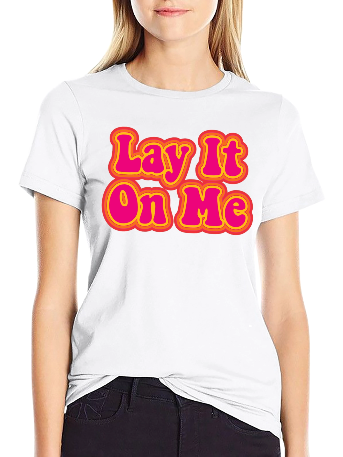 Black Lay It On Me Retro Graphic T-Shirt view 9