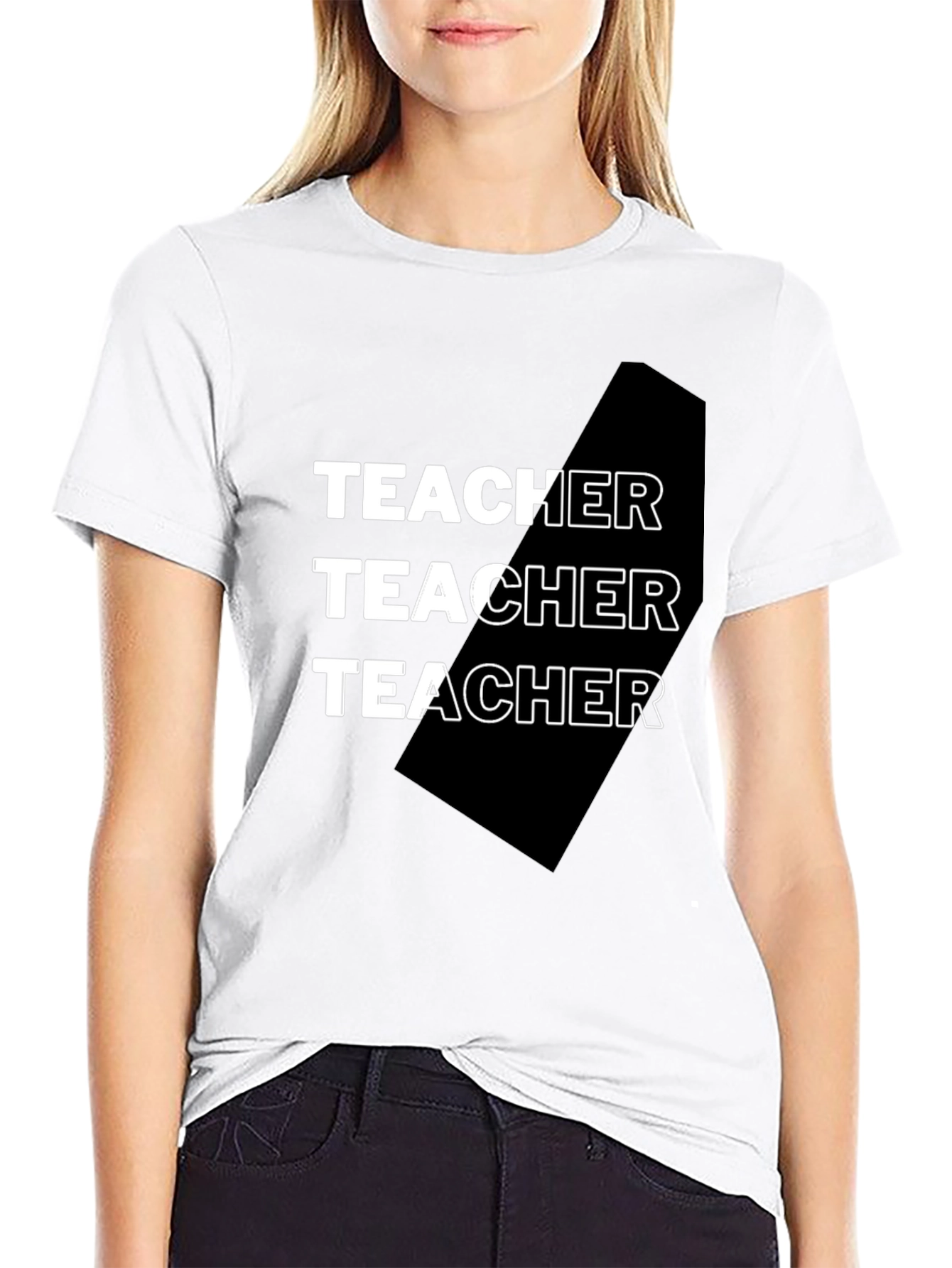 Black Teacher Graphic Tee - Black Cotton Blend T-Shirt view 9