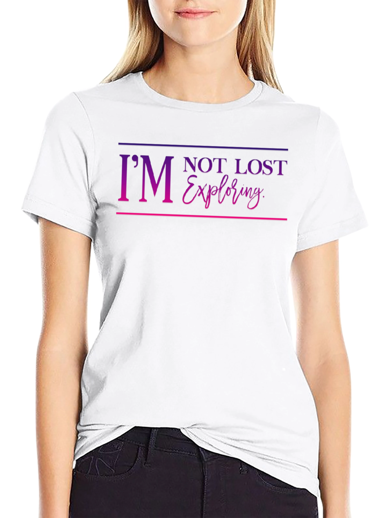Black I'm Not Lost I'm Exploring Graphic T-Shirt view 9