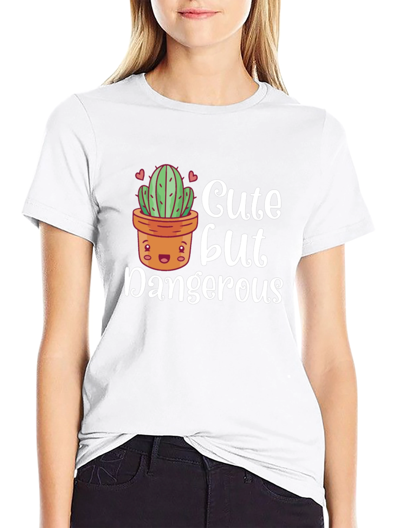 Black Cute But Dangerous Cactus Graphic T-Shirt view 9