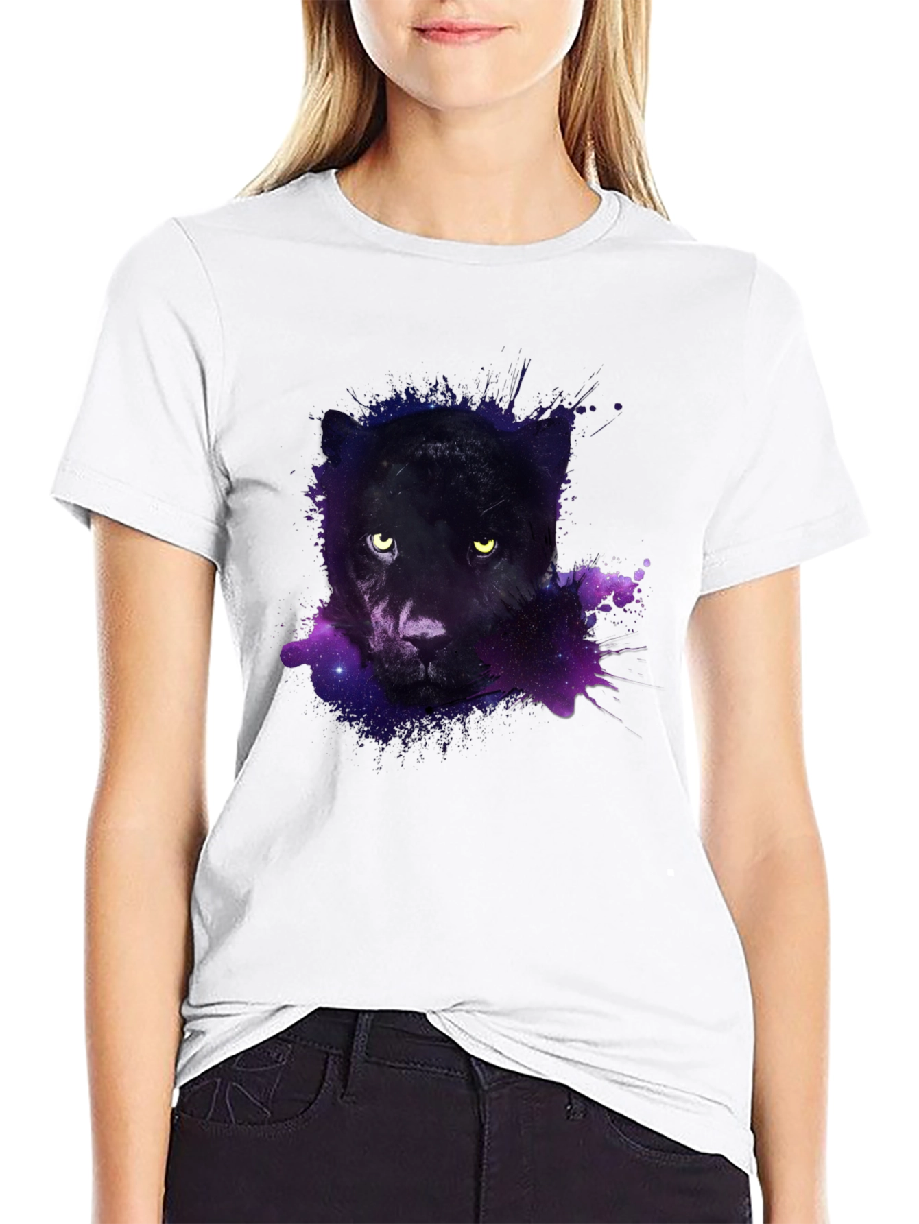 Black Galaxy Panther Graphic Tee - Men's Black T-Shirt view 9