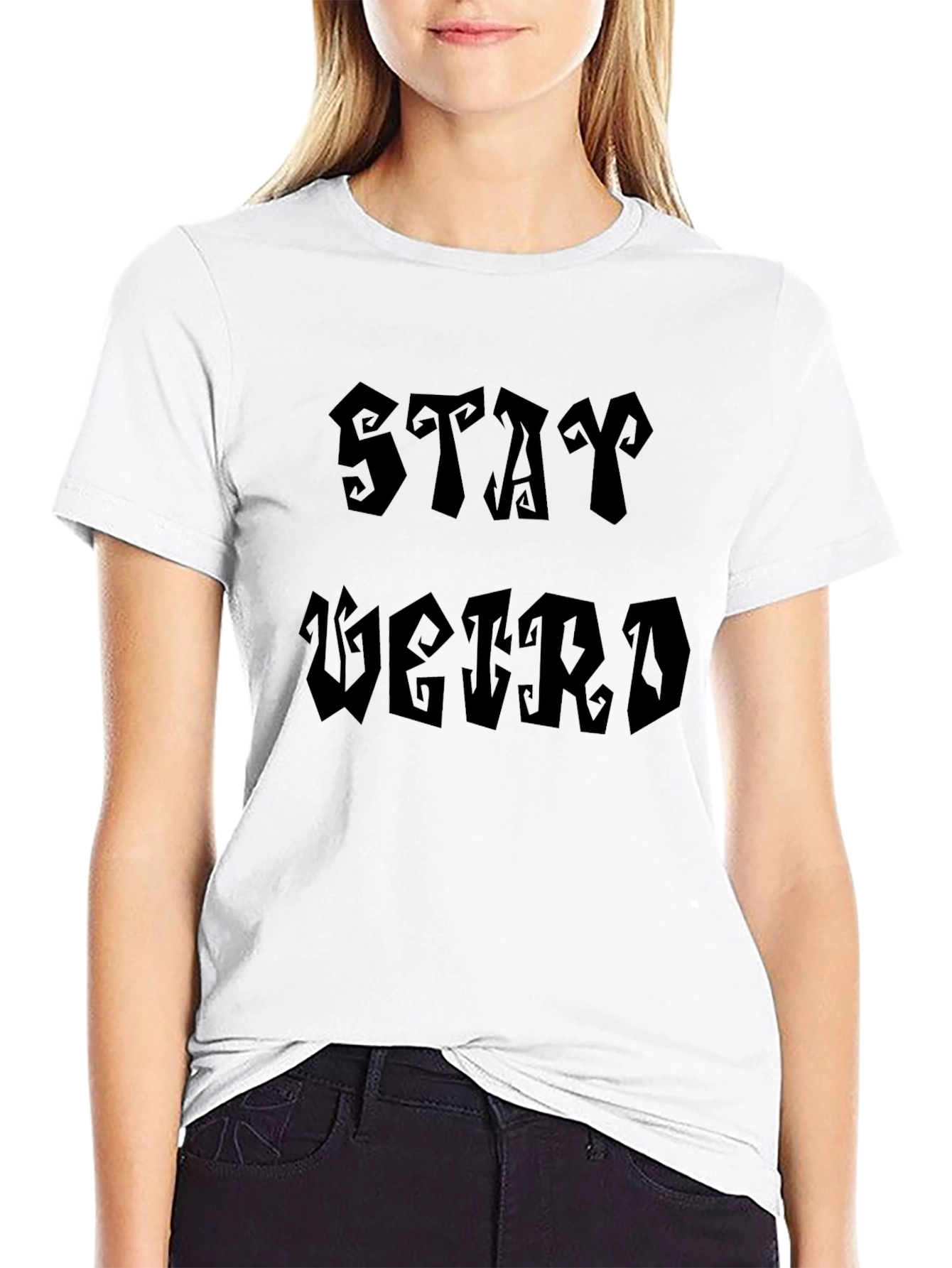 Black Stay Weird Graphic Tee - Black view 9