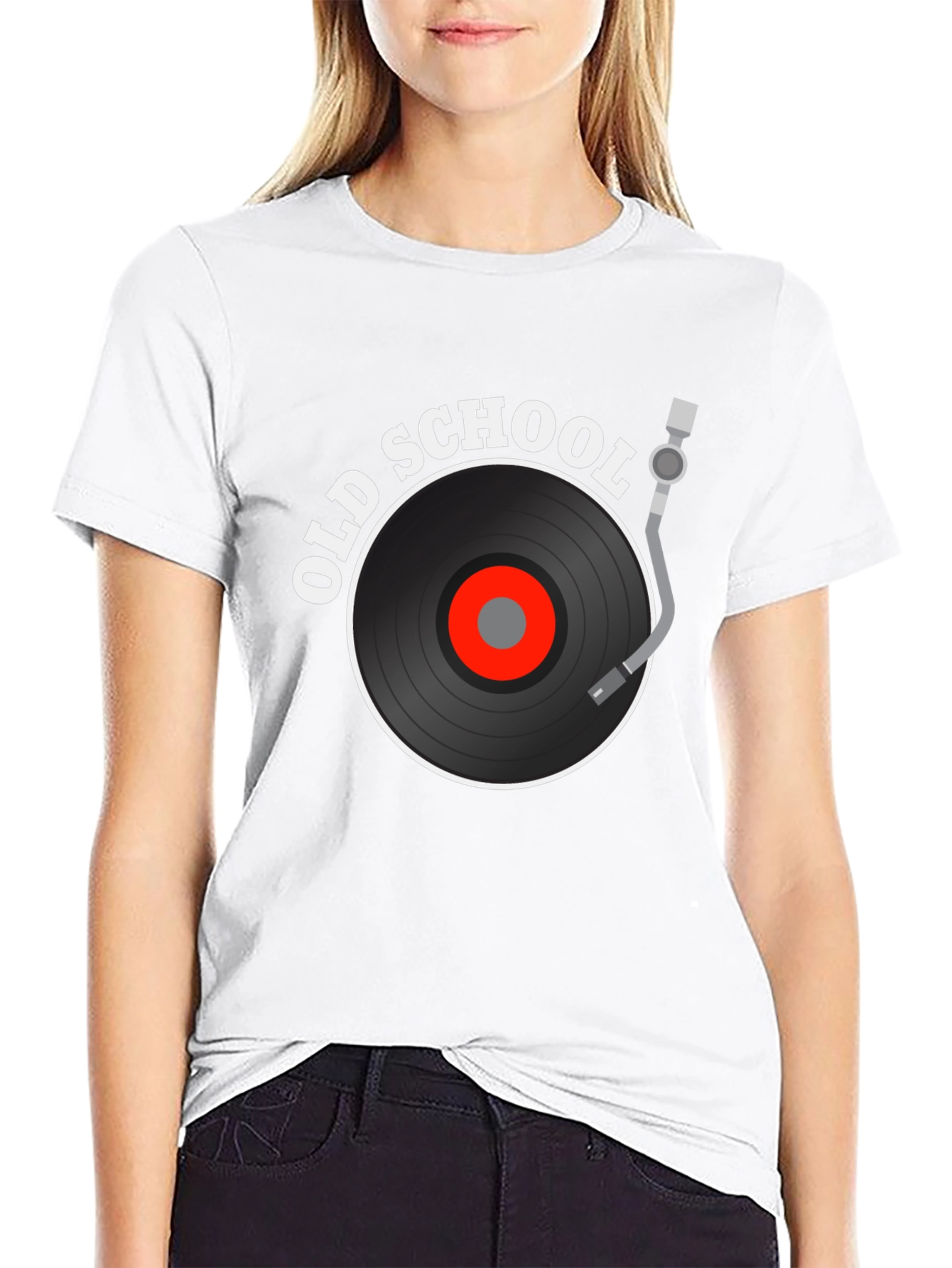 Black Old School Music Graphic Tee view 9