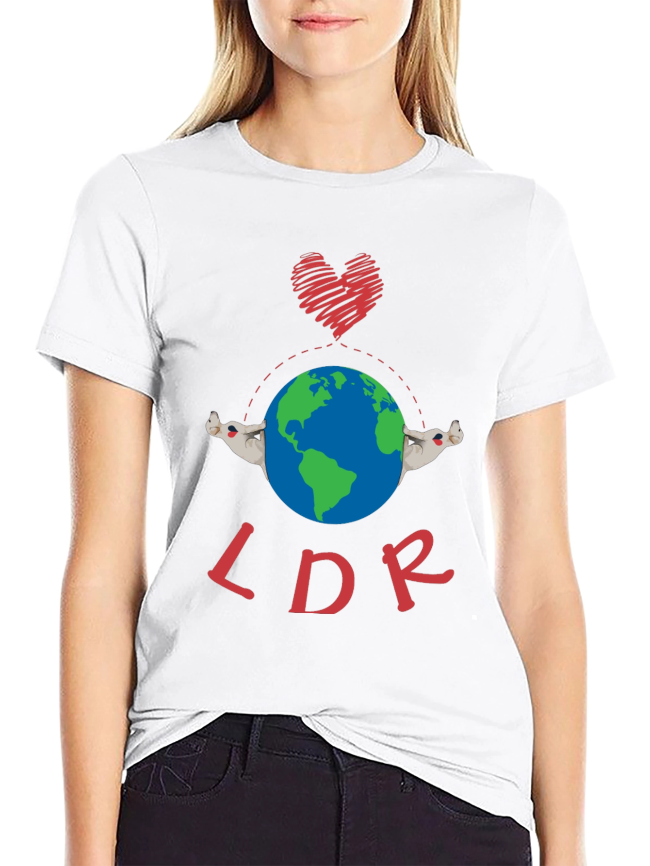 Black LDR Heart & Globe Graphic T-Shirt view 9