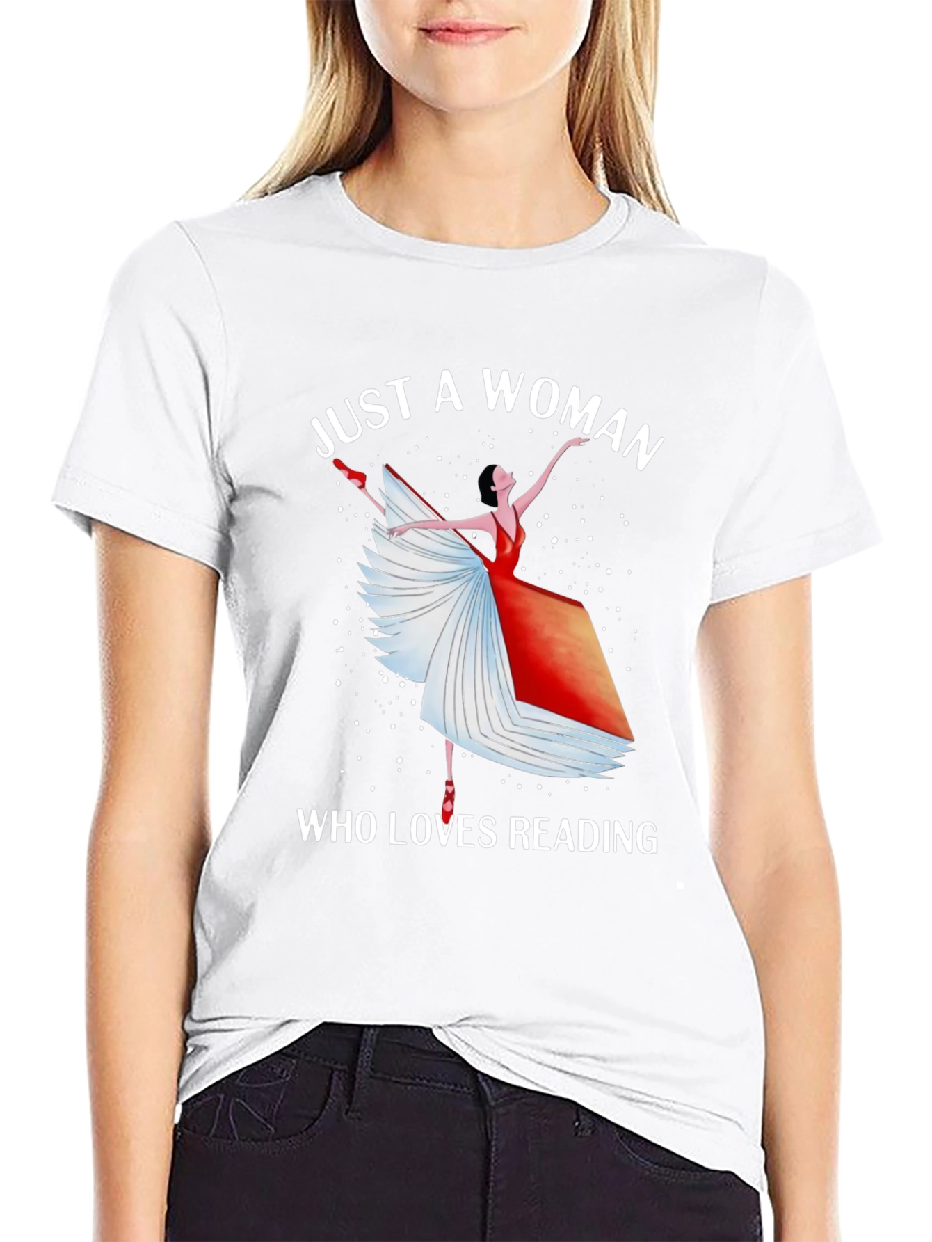 Black Just A Woman Who Loves Reading T-Shirt view 9