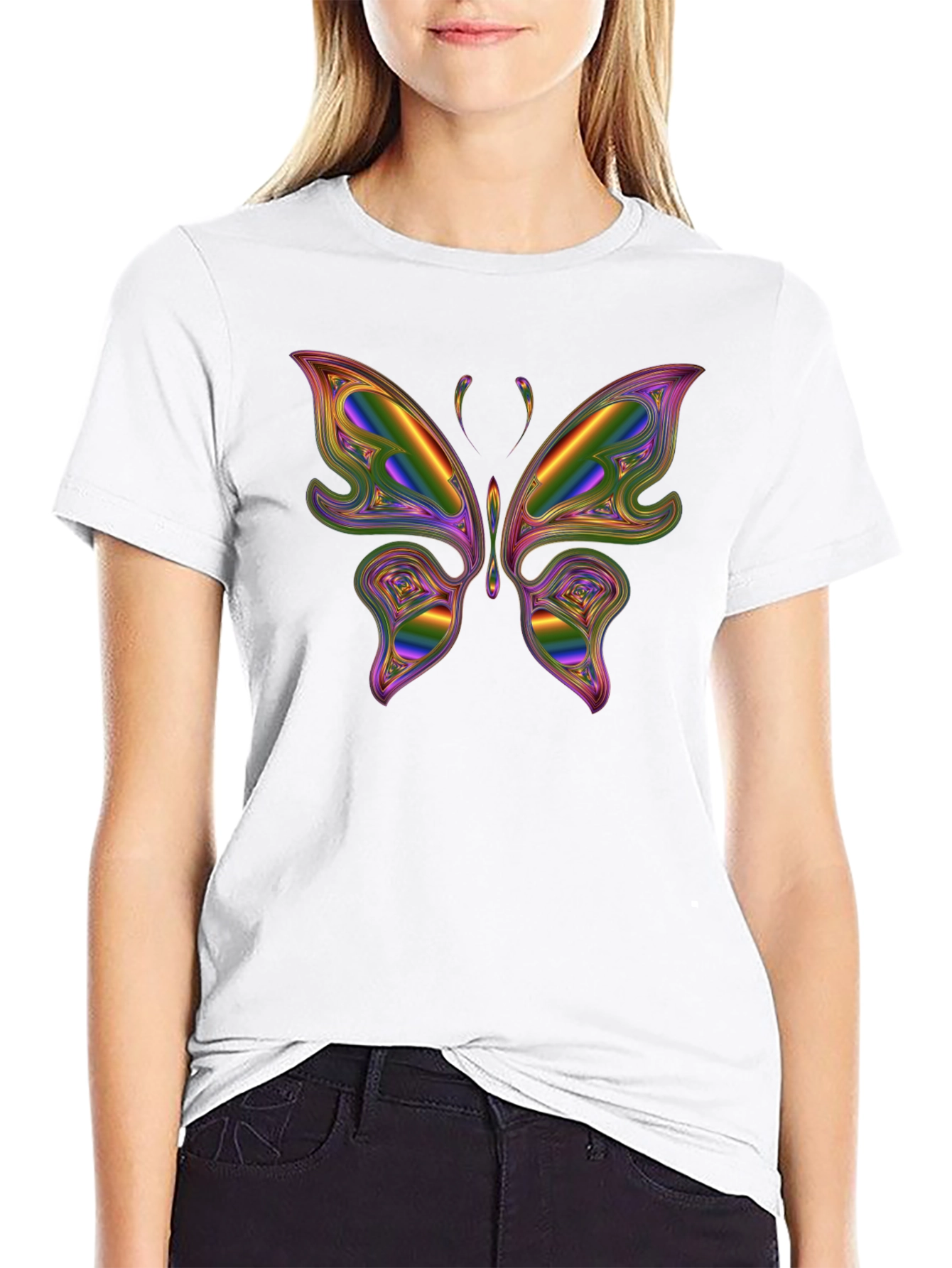 Black Rainbow Butterfly Graphic Tee view 9