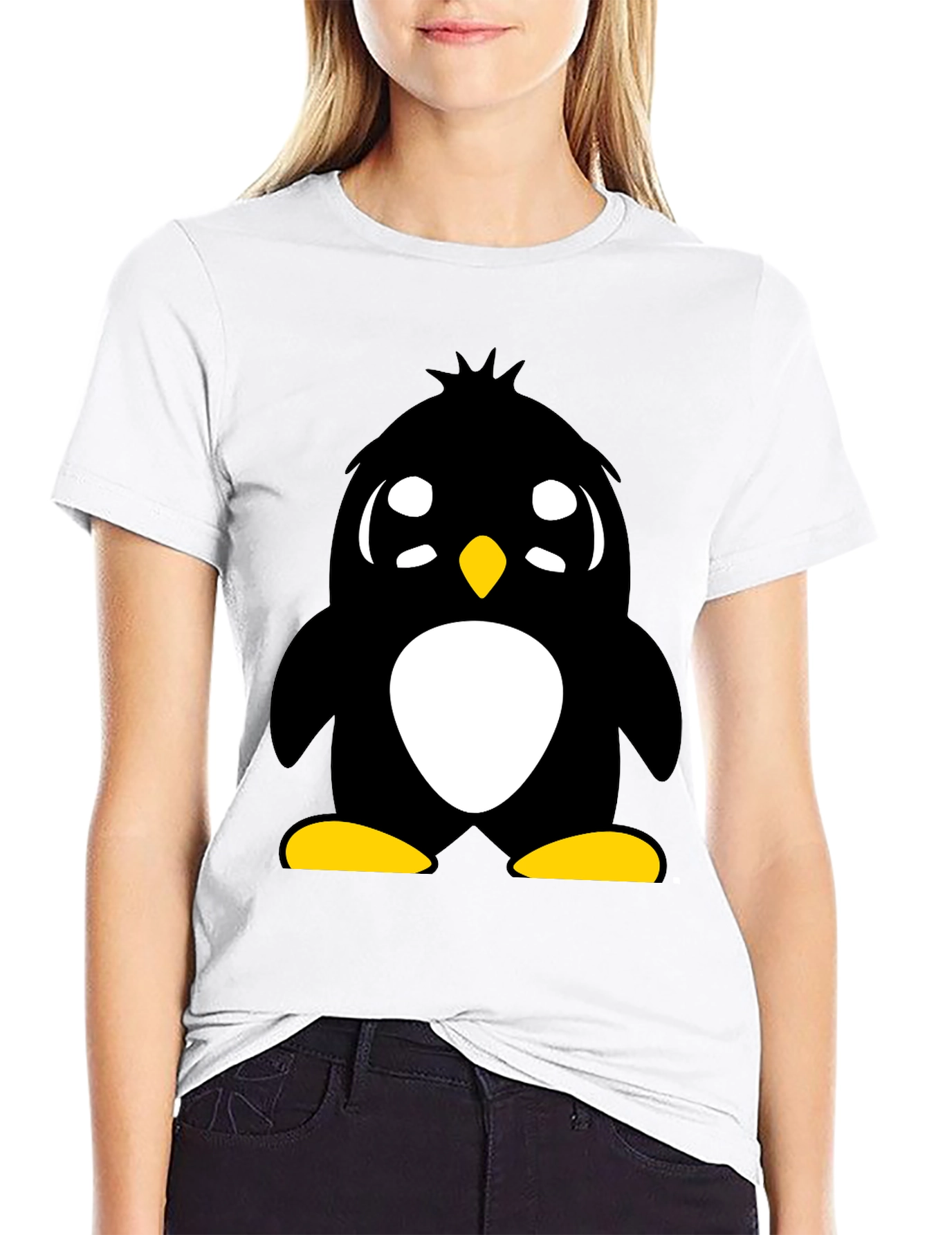 Black Cute Penguin Graphic Tee - Unisex Black T-Shirt view 9
