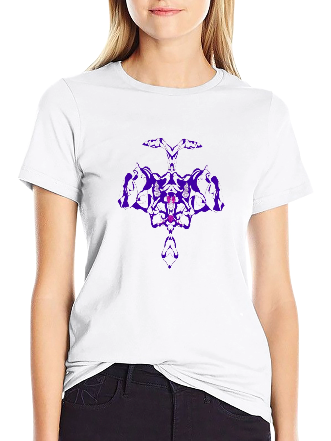 Black Abstract Purple Rorschach Inkblot Black T-Shirt view 9