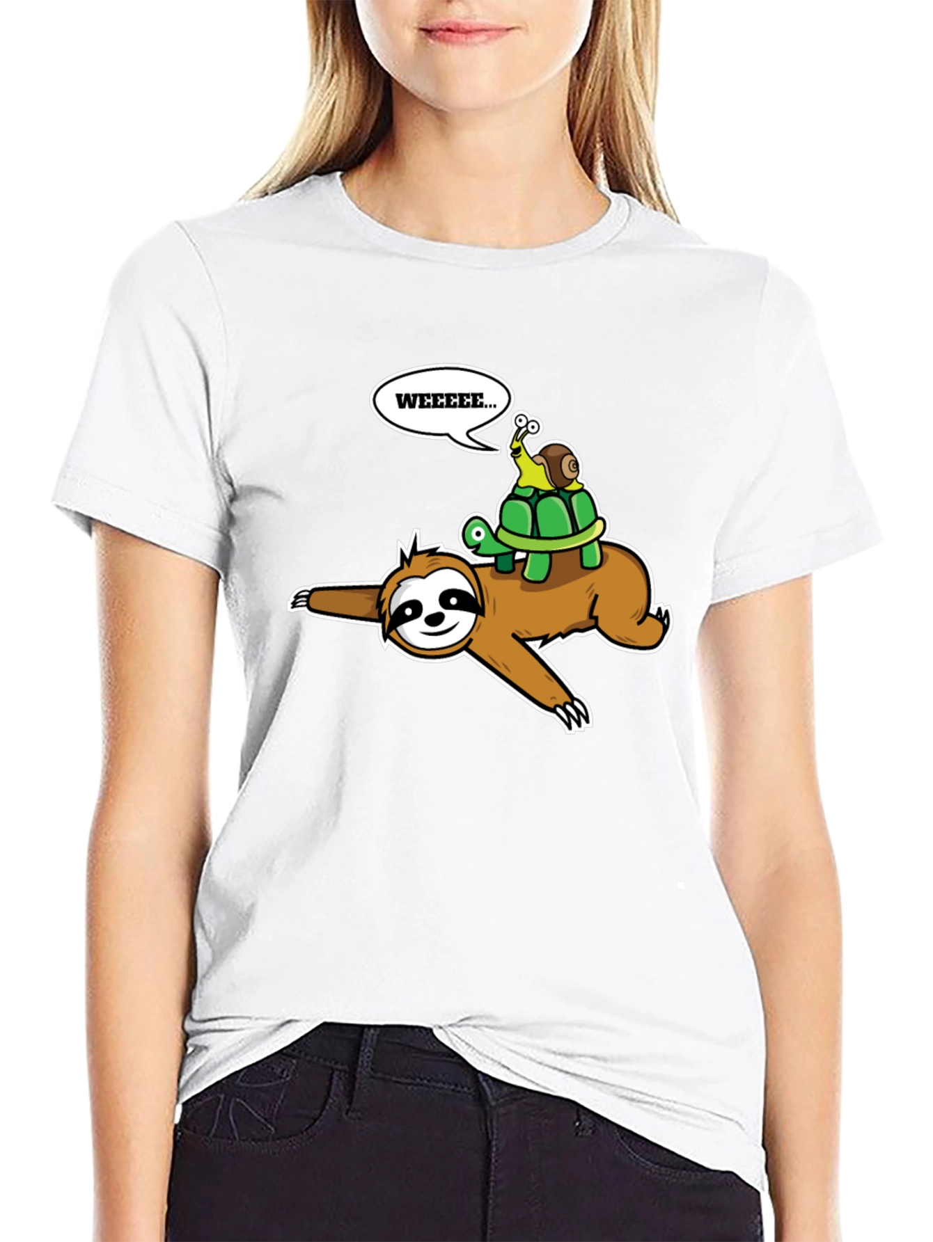 Black Sloth, Turtle & Snail Tee - 'WEEEEE...' Humor! view 9