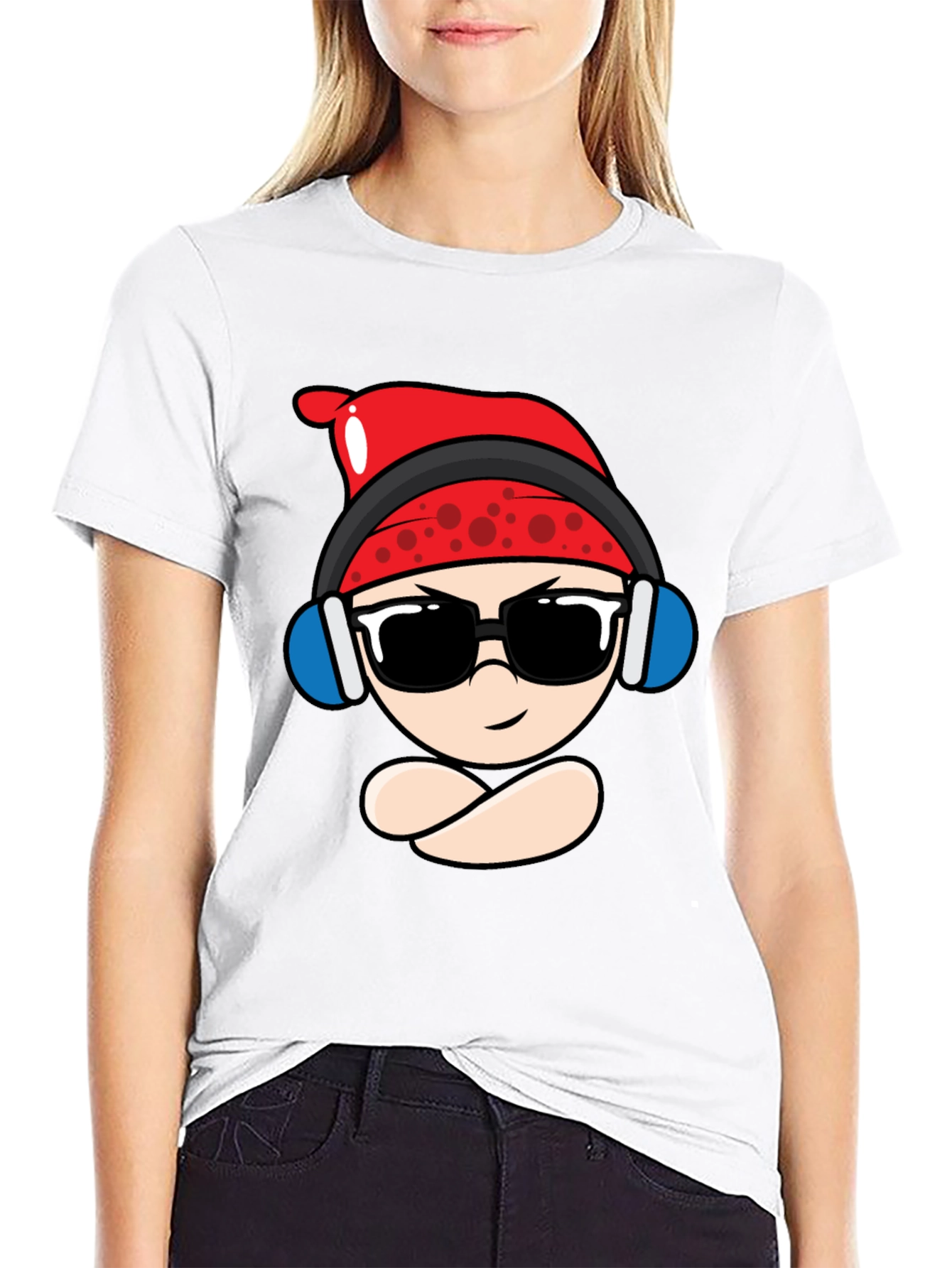 Black Cool Cartoon Character Black T-Shirt view 9