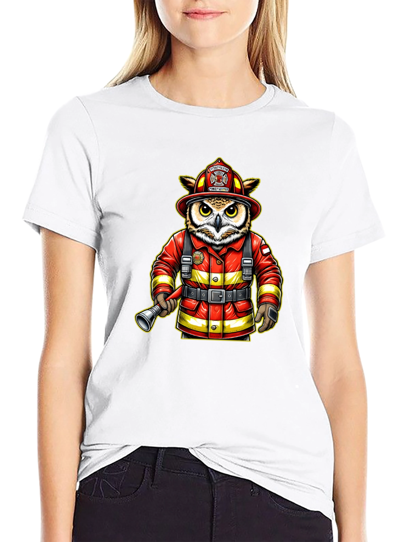 Black Owl Firefighter T-Shirt view 9