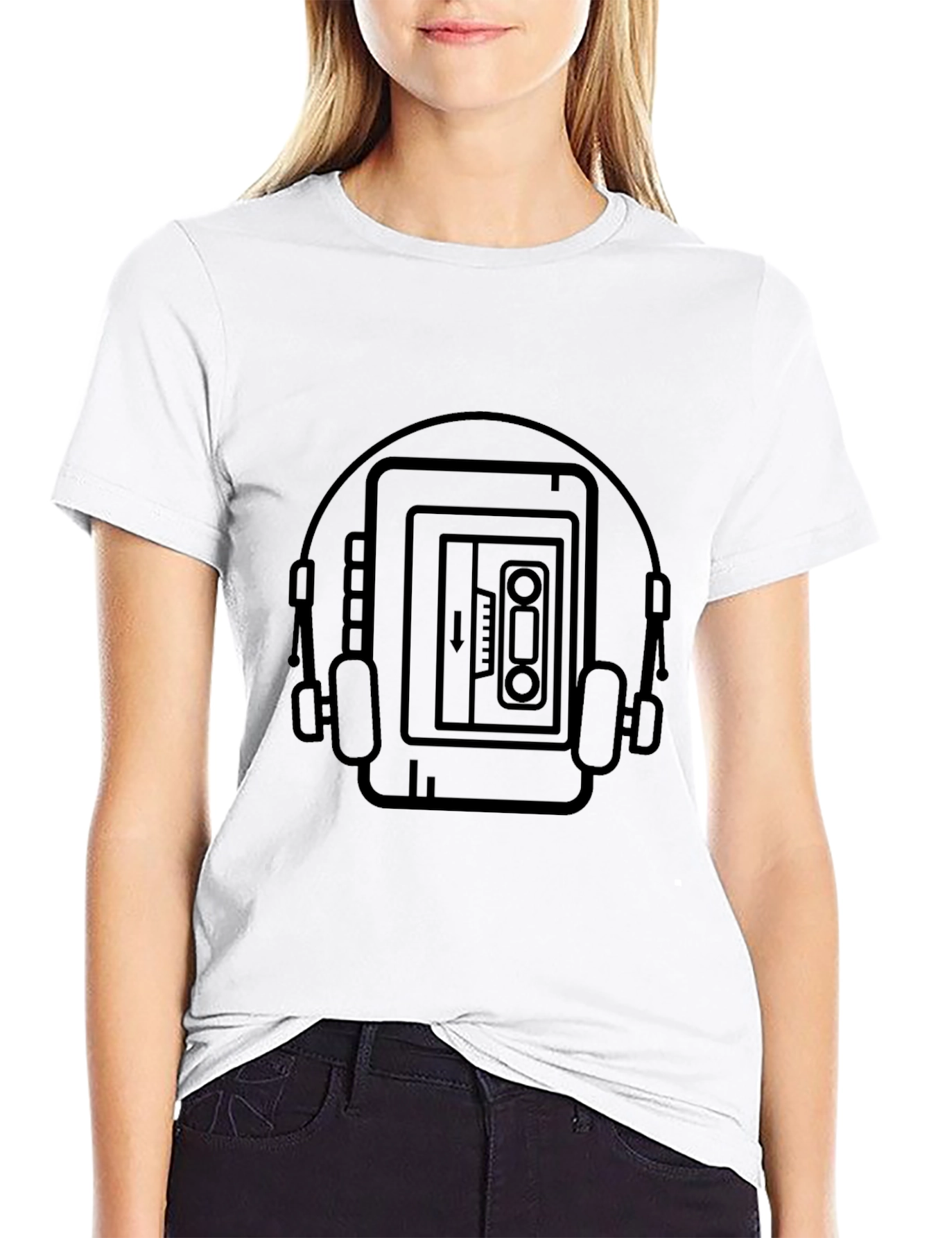 Black Retro Music Player T-Shirt - Cool Graphic Tee view 9
