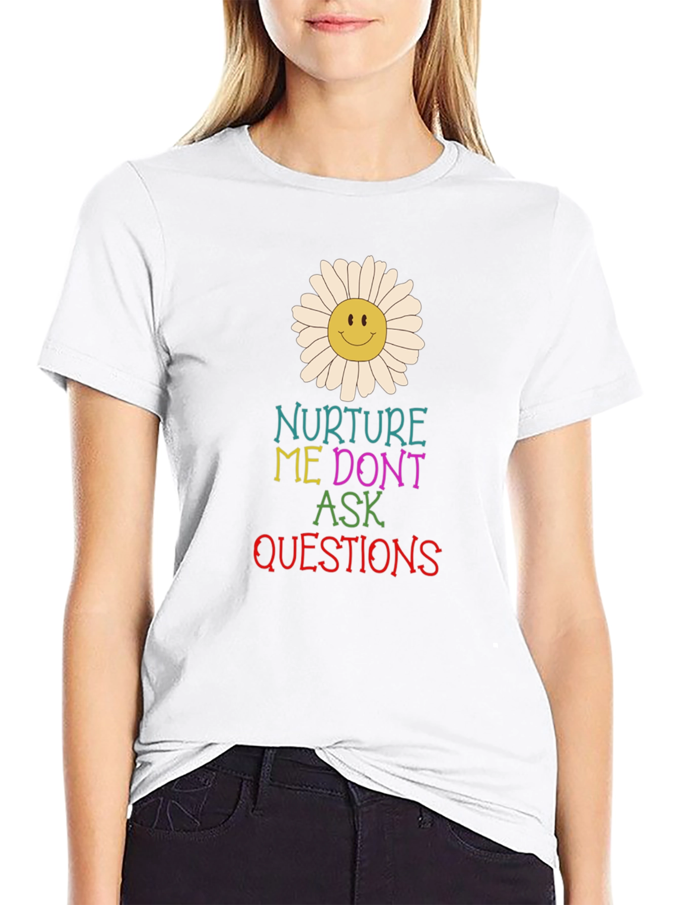 Black Nurture Me Graphic Tee - Black Cotton T-Shirt view 9