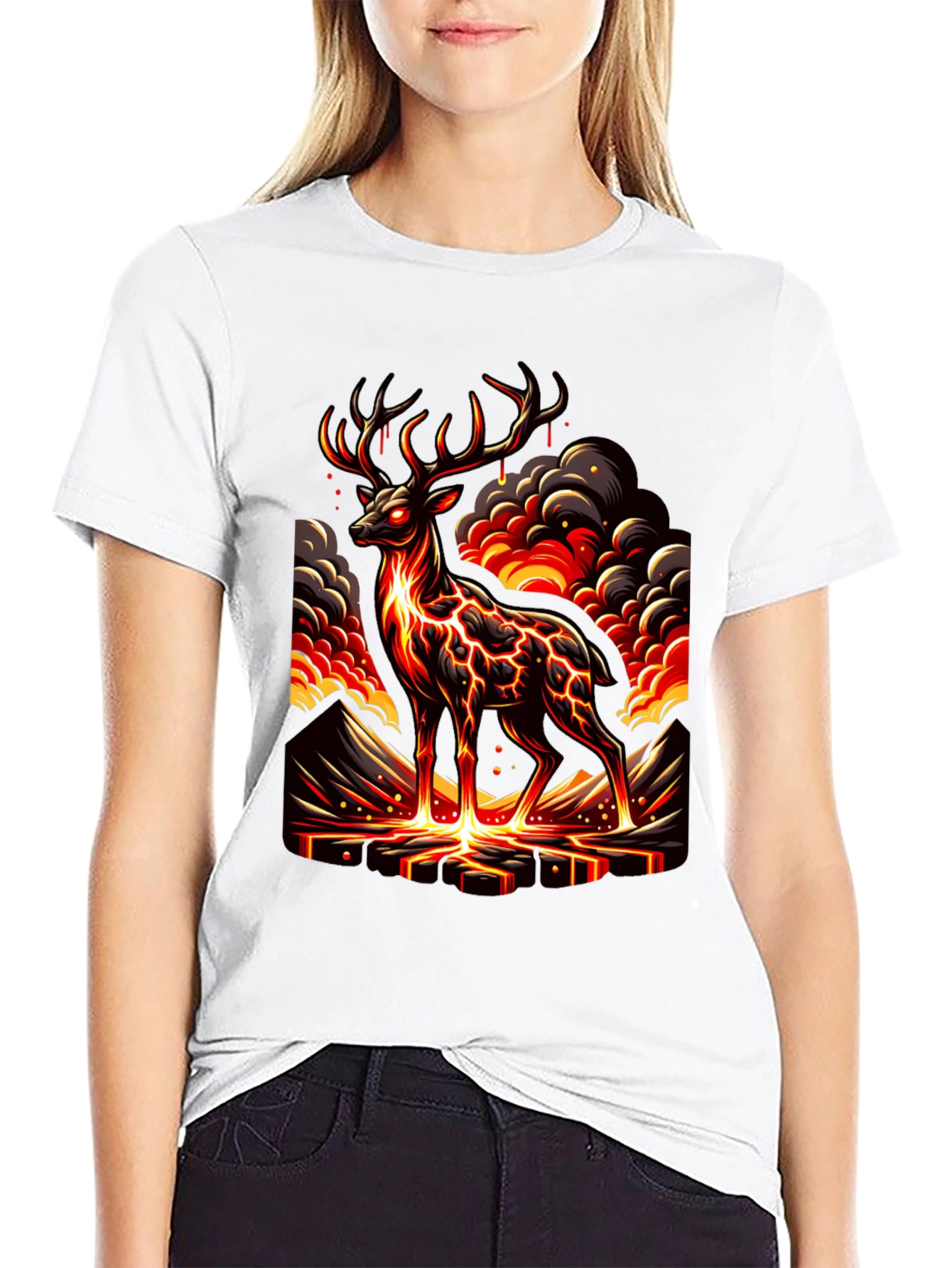 Black Lava Deer Graphic Tee - Men's Black T-Shirt view 9
