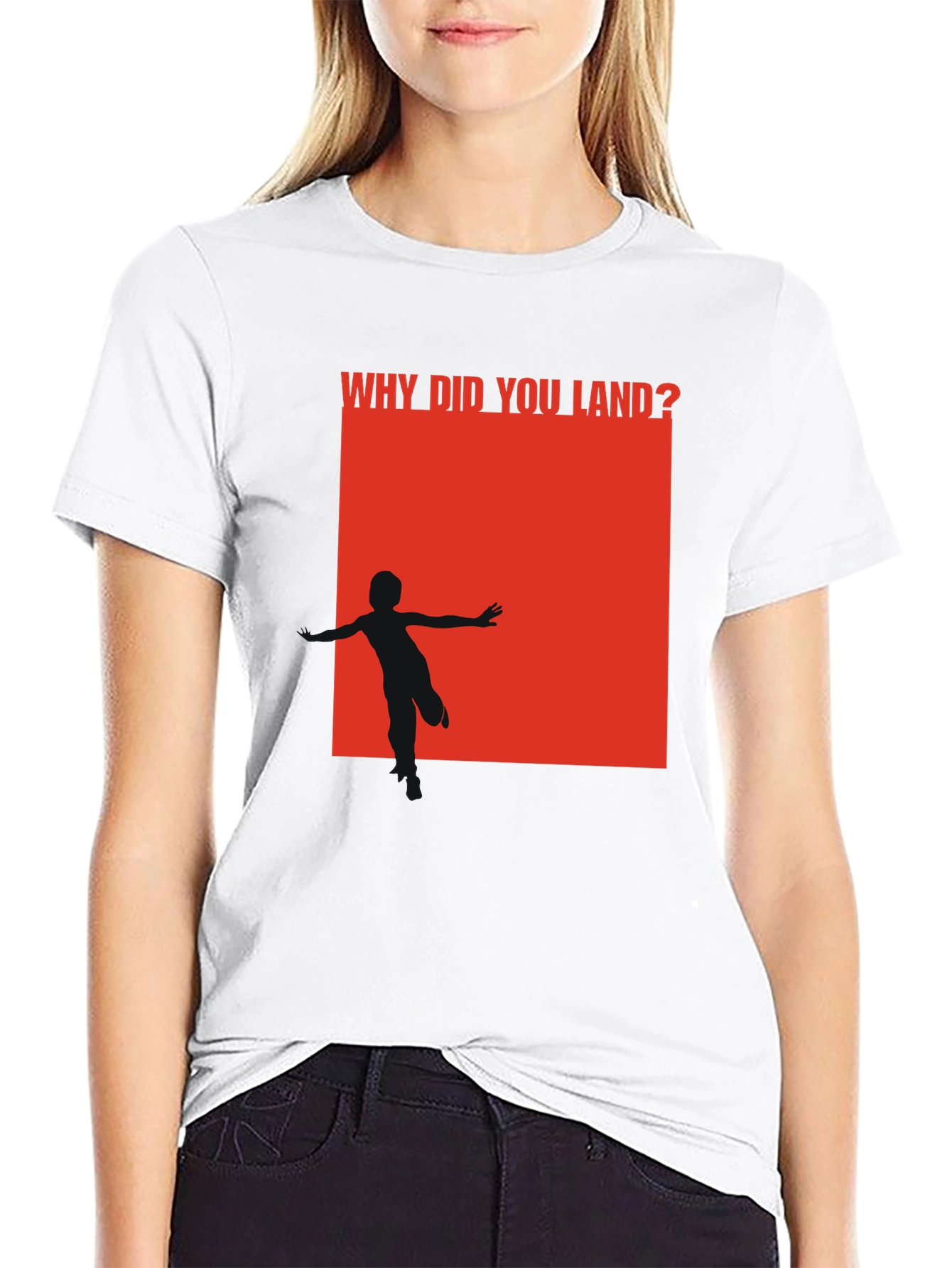 Black Why Did You Land? Graphic T-Shirt view 9