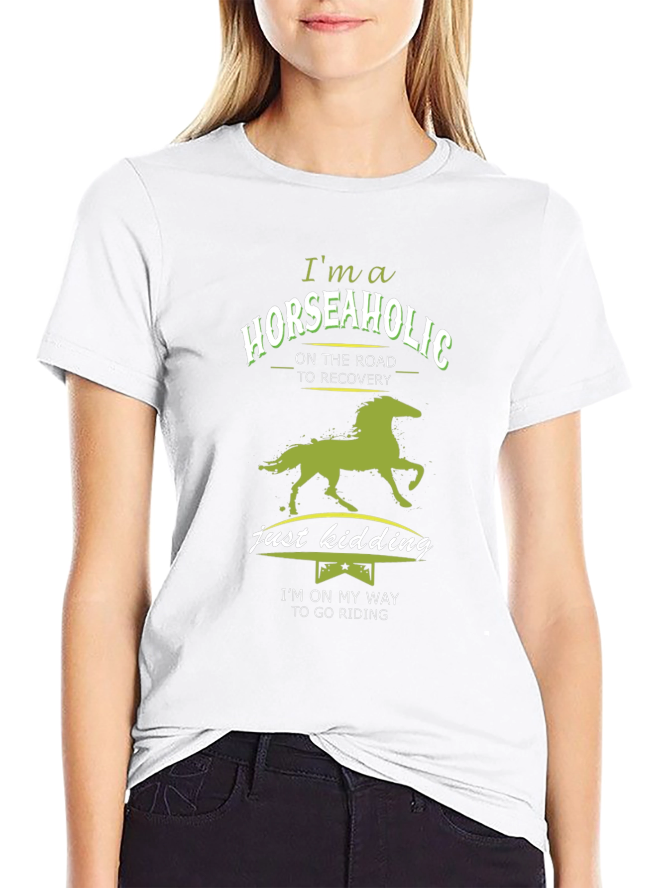 Black Horseaholic T-Shirt - Funny Equestrian Riding Tee view 9