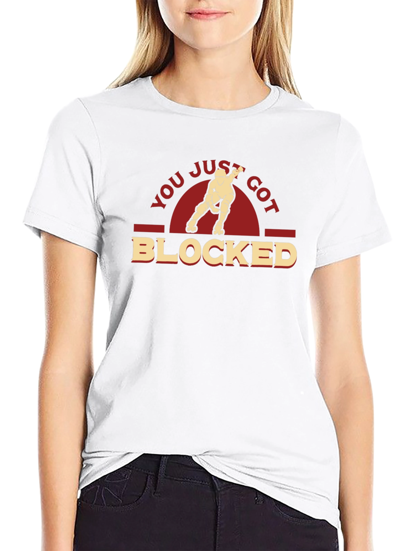 Black You Just Got Blocked T-Shirt - Roller Derby Tee view 9
